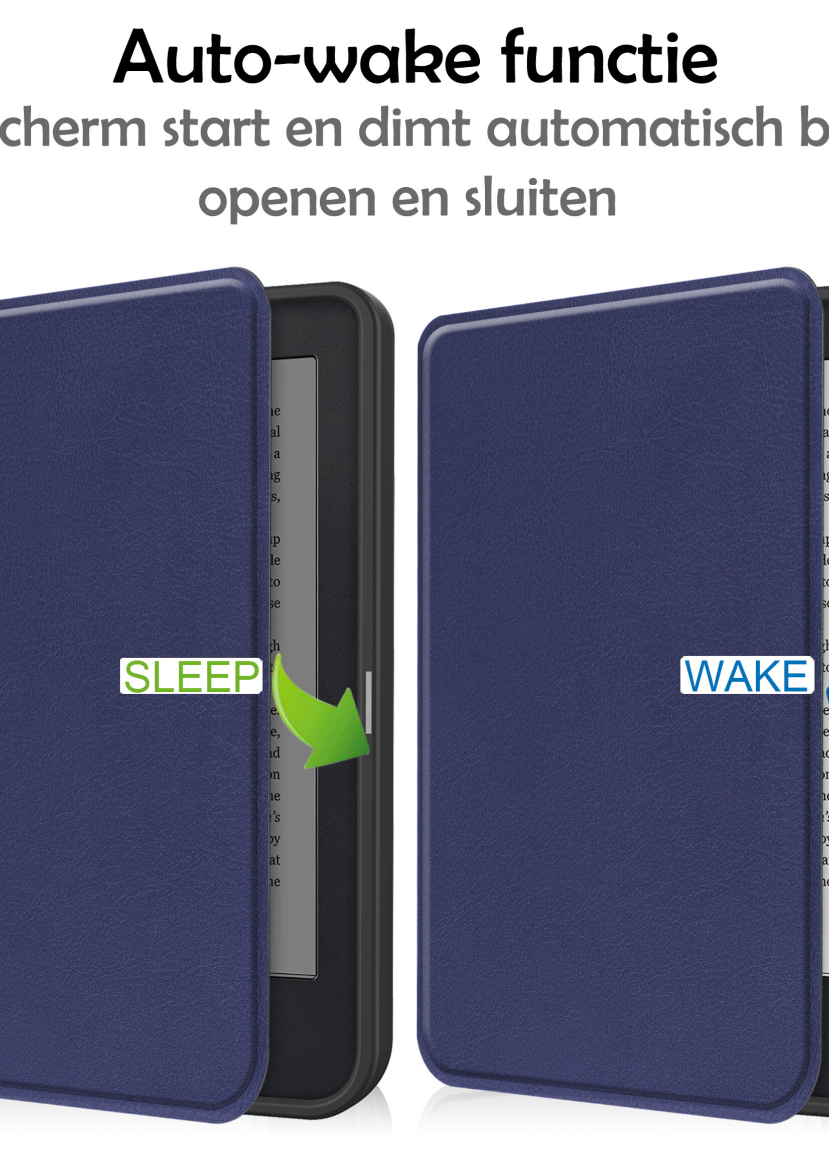 LUQ Hoesje Geschikt voor Kobo Clara 2E Hoes Bescherm Hoesje Case Luxe Sleep Cover Met Screenprotector - Donkerblauw