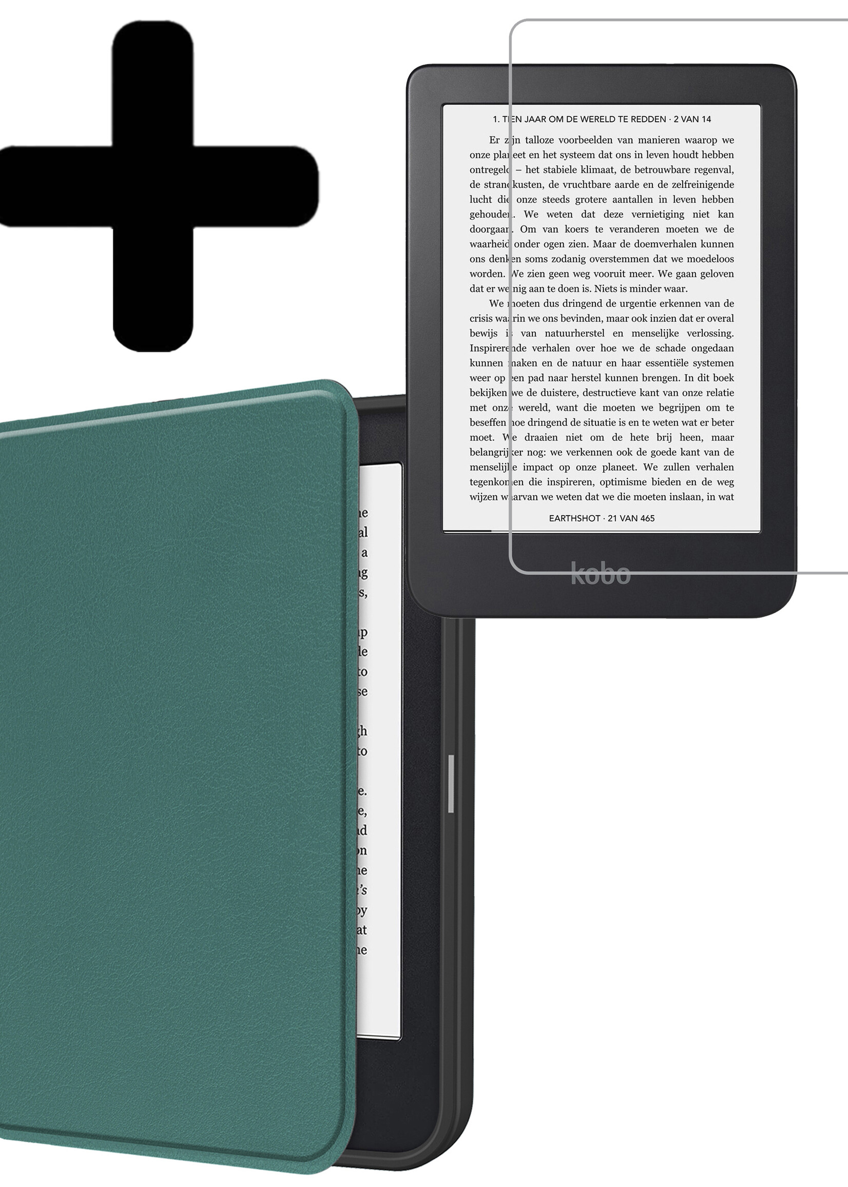 LUQ Hoesje Geschikt voor Kobo Clara 2E Hoes Bescherm Hoesje Case Luxe Sleep Cover Met Screenprotector - Donkergroen
