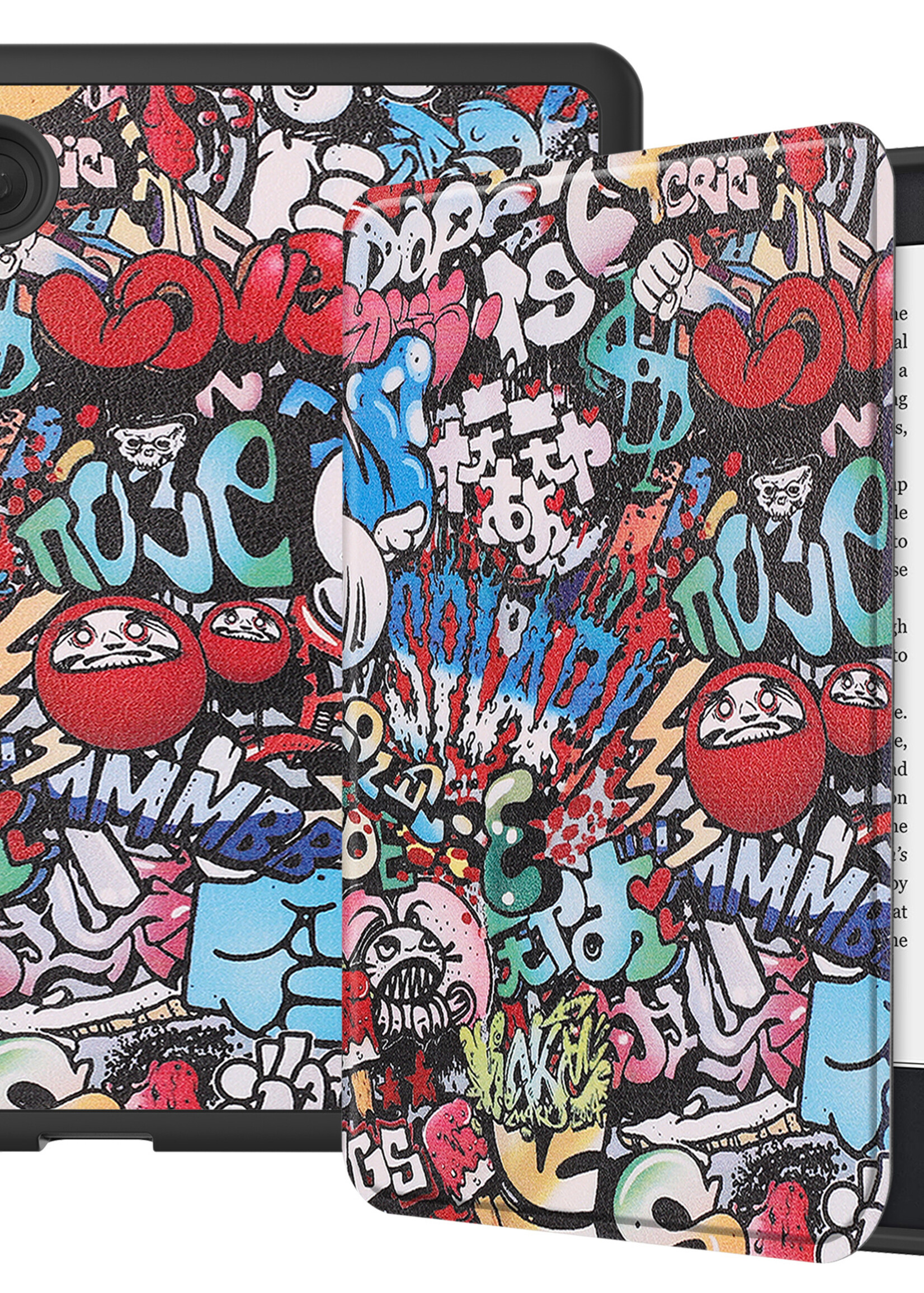 LUQ Hoesje Geschikt voor Kobo Clara 2E Hoes Bescherm Hoesje Case Luxe Sleep Cover Met Screenprotector - Graffity