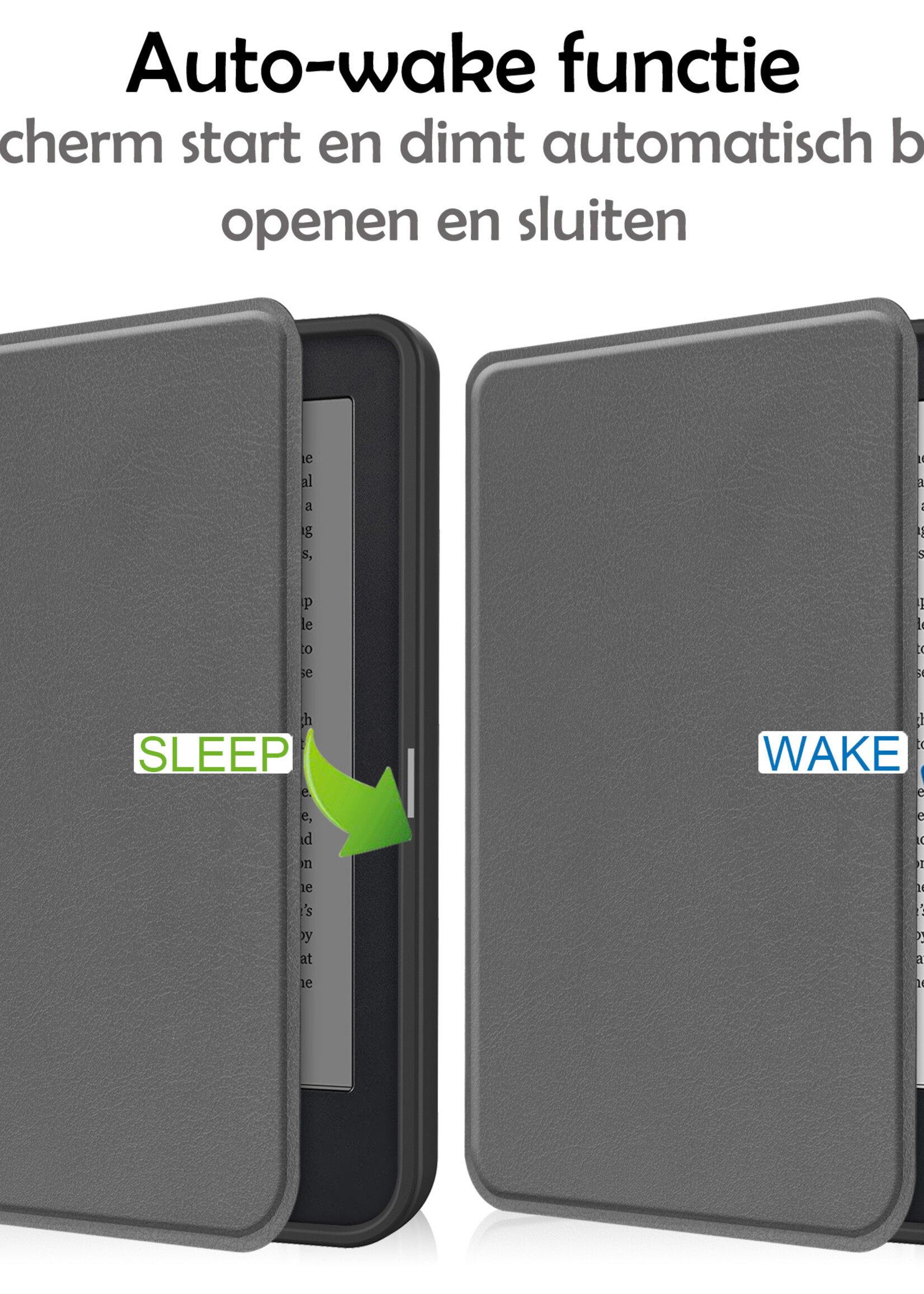 LUQ Hoesje Geschikt voor Kobo Clara 2E Hoes Bescherm Hoesje Case Luxe Sleep Cover Met Screenprotector - Grijs