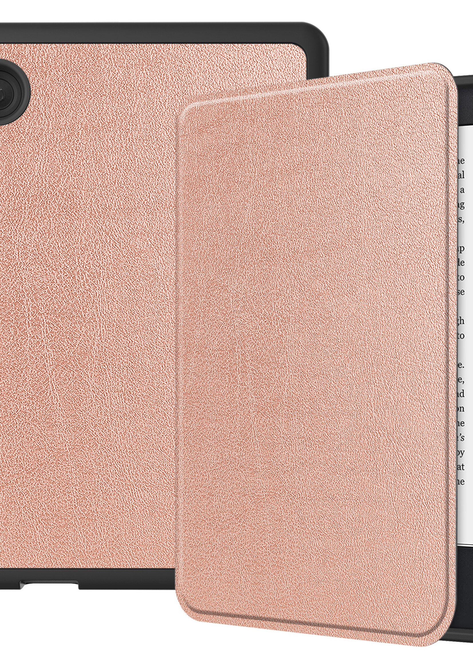 LUQ Hoesje Geschikt voor Kobo Clara 2E Hoes Bescherm Hoesje Case Luxe Sleep Cover Met Screenprotector - Rosé Goud