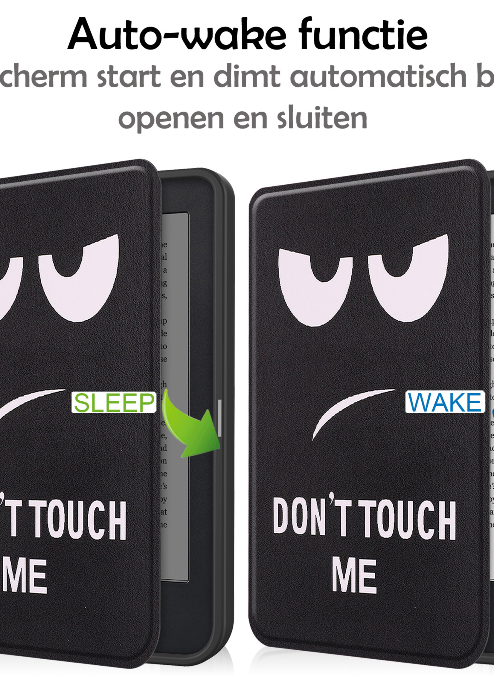 LUQ Hoesje Geschikt voor Kobo Clara 2E Hoes Bescherm Hoesje Case Luxe Sleep Cover Met Screenprotector - Don't Touch Me