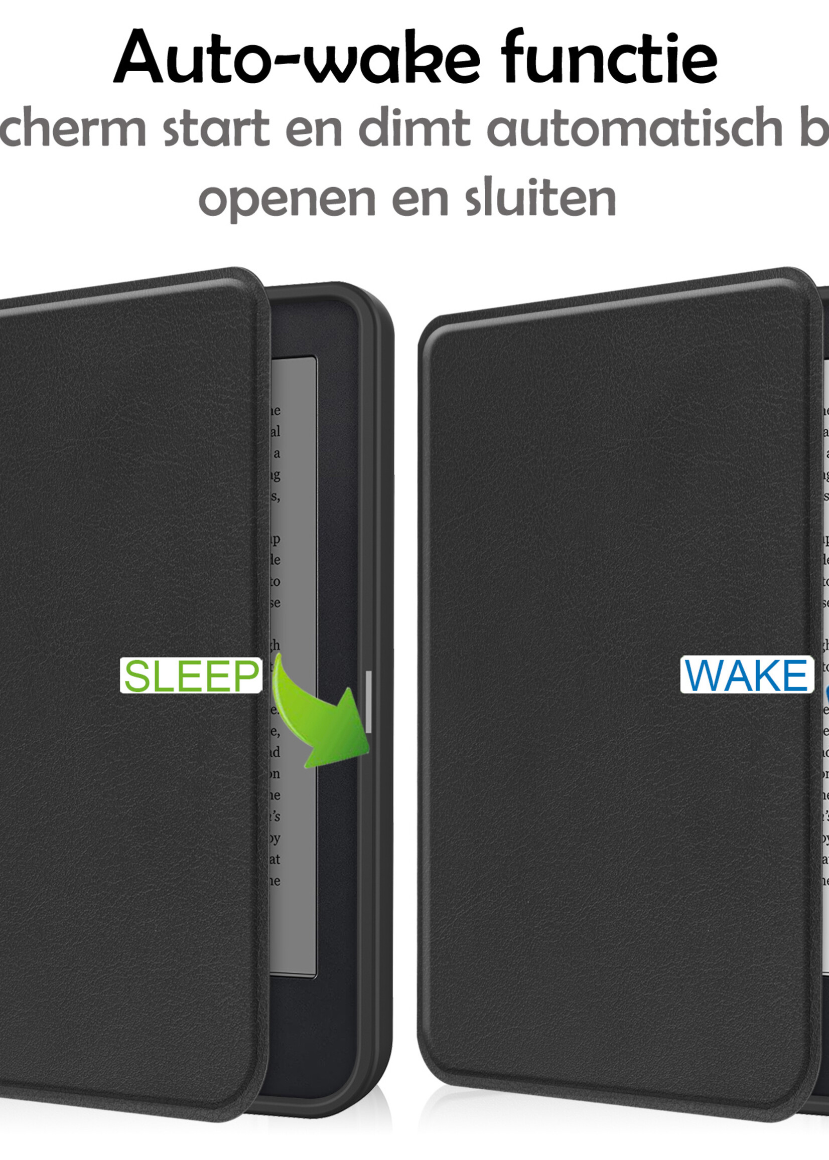 LUQ Hoesje Geschikt voor Kobo Clara 2E Hoes Bescherm Hoesje Case Luxe Sleep Cover Met Screenprotector - Zwart