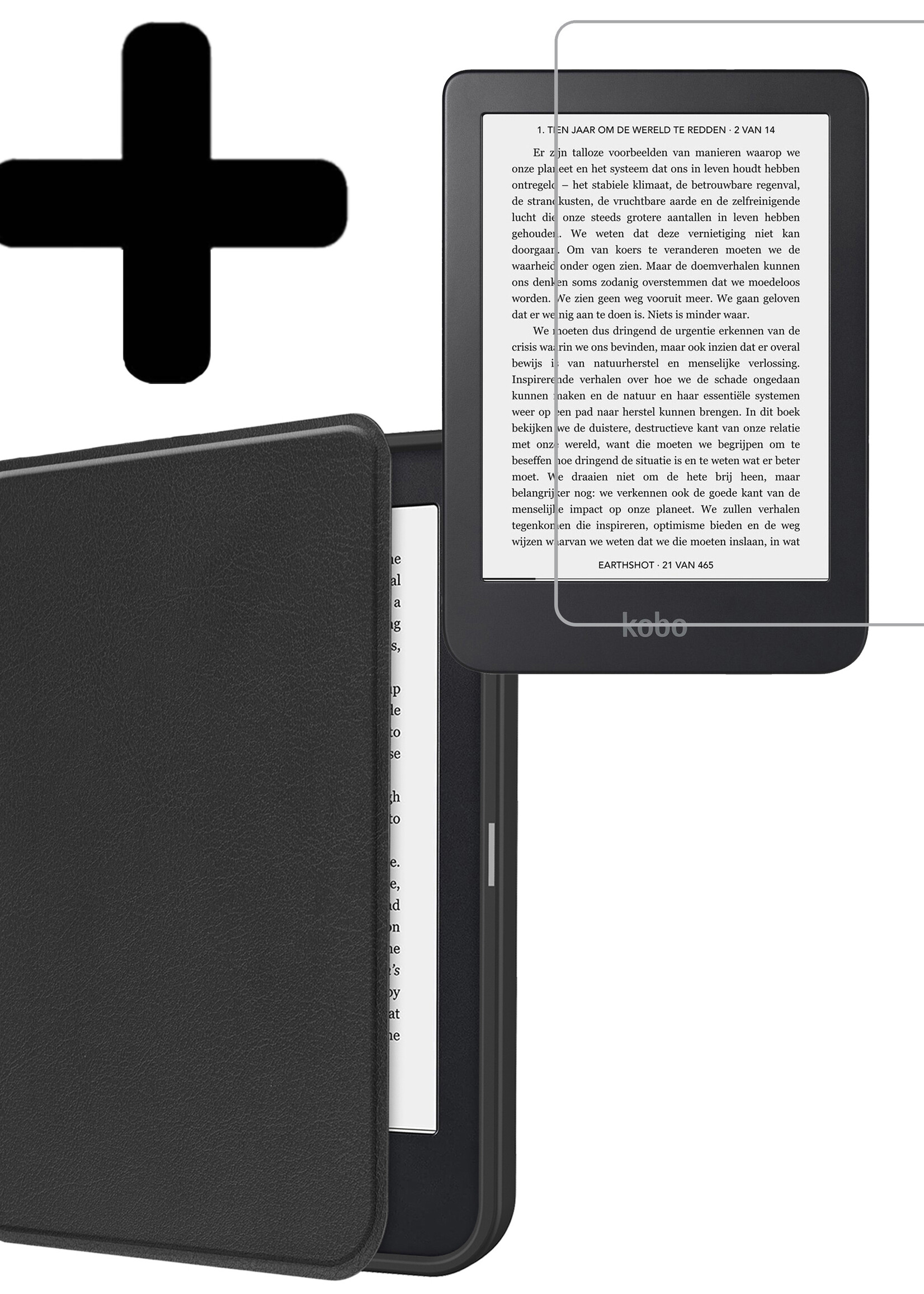 LUQ Hoesje Geschikt voor Kobo Clara 2E Hoes Bescherm Hoesje Case Luxe Sleep Cover Met Screenprotector - Zwart