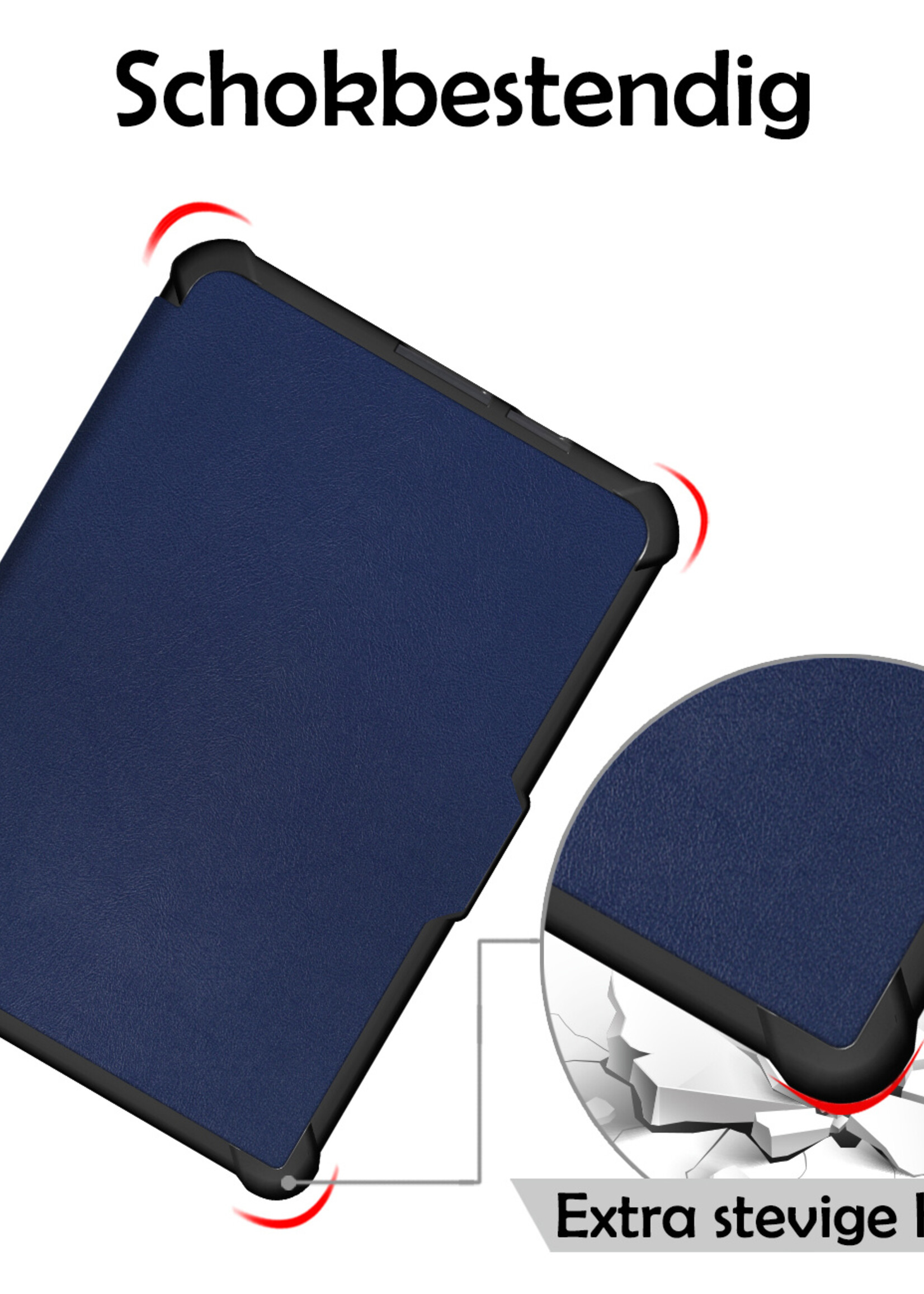 LUQ Hoesje Geschikt voor Kobo Clara HD Hoes Bescherm Hoesje Case Luxe Sleep Cover Met Screenprotector - Donkerblauw