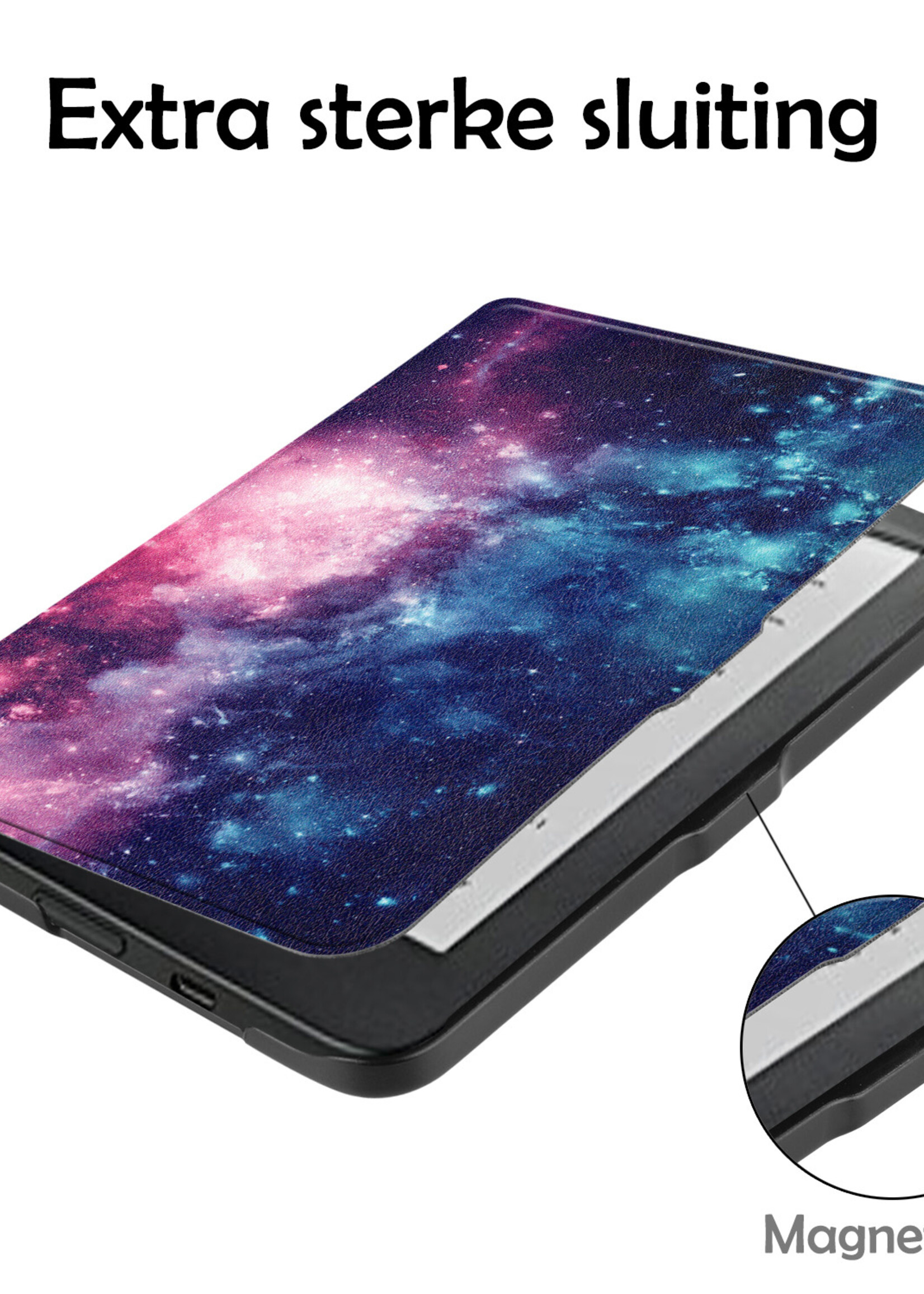LUQ Hoesje Geschikt voor Kobo Clara HD Hoes Bescherm Hoesje Case Luxe Sleep Cover Met Screenprotector - Galaxy