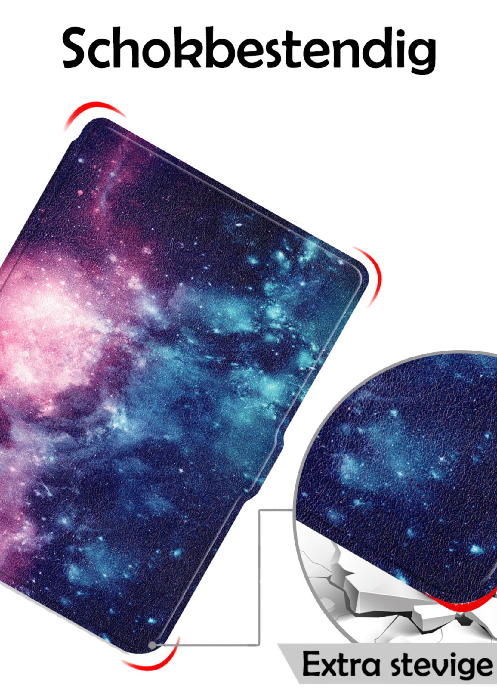 LUQ Hoesje Geschikt voor Kobo Clara HD Hoes Bescherm Hoesje Case Luxe Sleep Cover Met Screenprotector - Galaxy