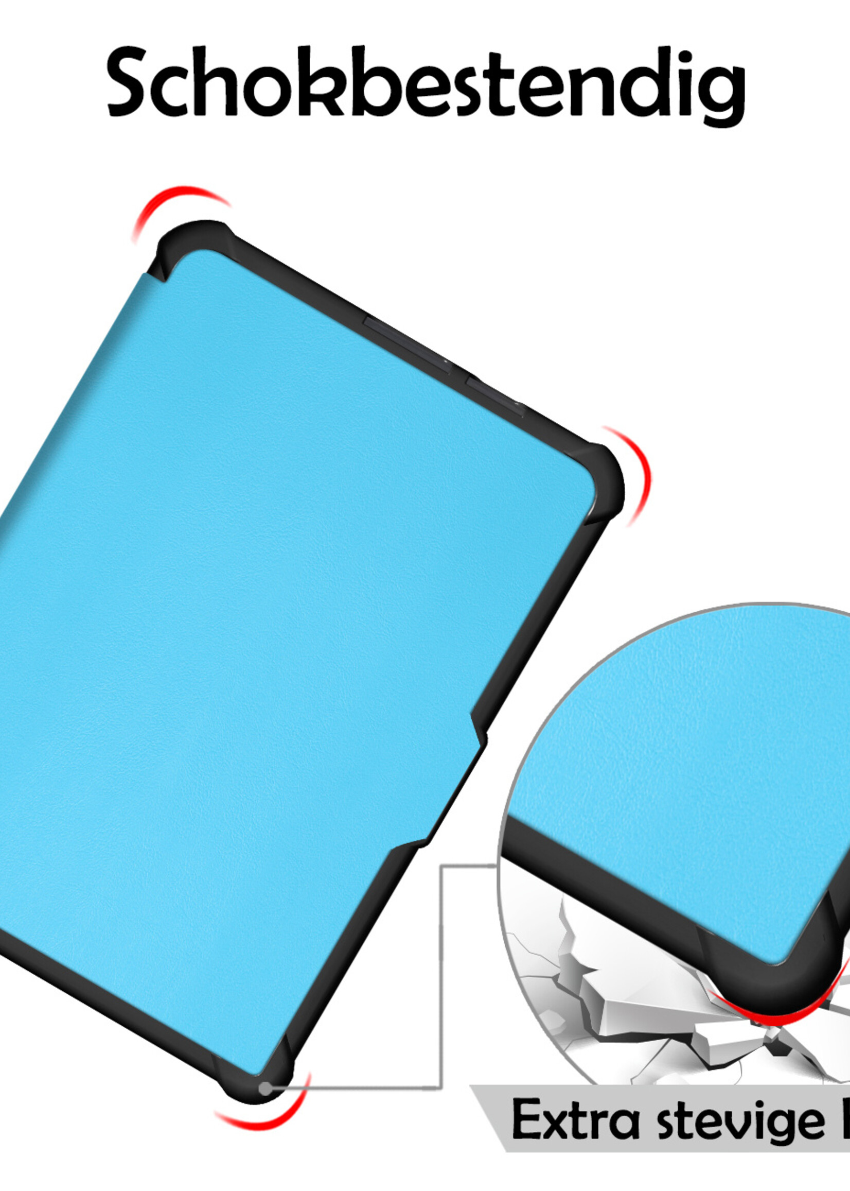 LUQ Hoesje Geschikt voor Kobo Clara HD Hoes Bescherm Hoesje Case Luxe Sleep Cover Met Screenprotector - Lichtblauw