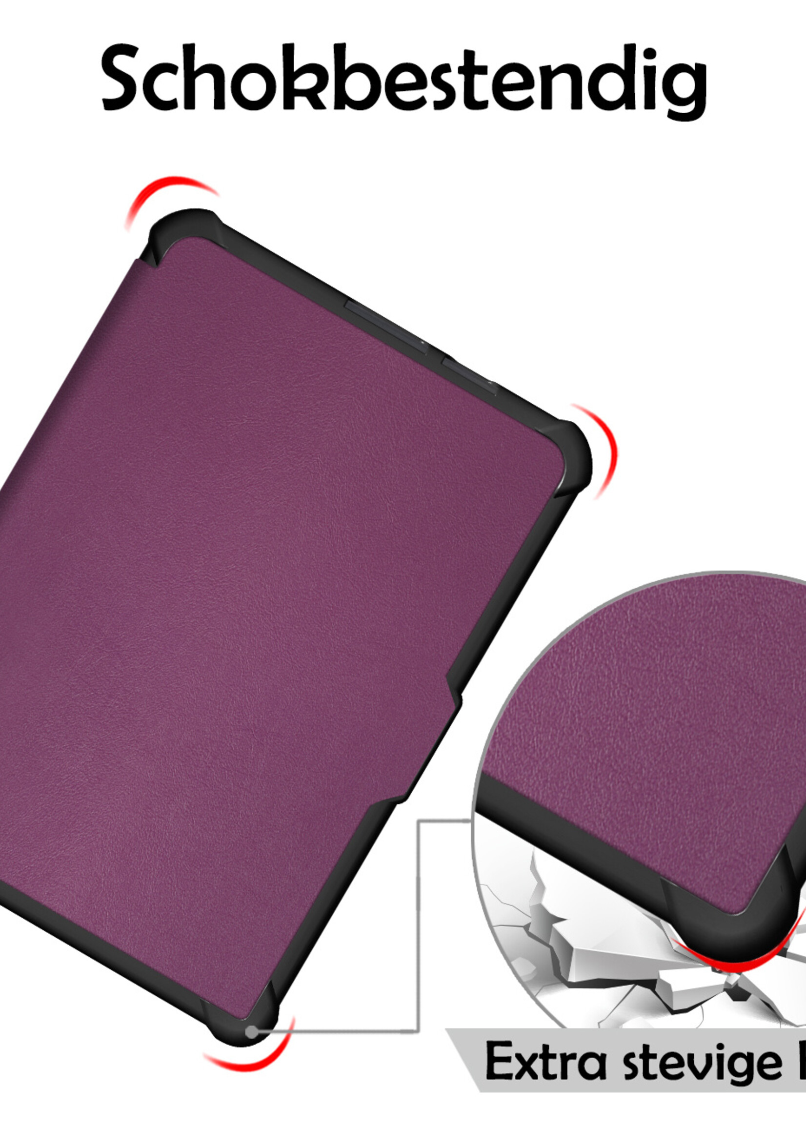 LUQ Hoesje Geschikt voor Kobo Clara HD Hoes Bescherm Hoesje Case Luxe Sleep Cover Met Screenprotector - Paars