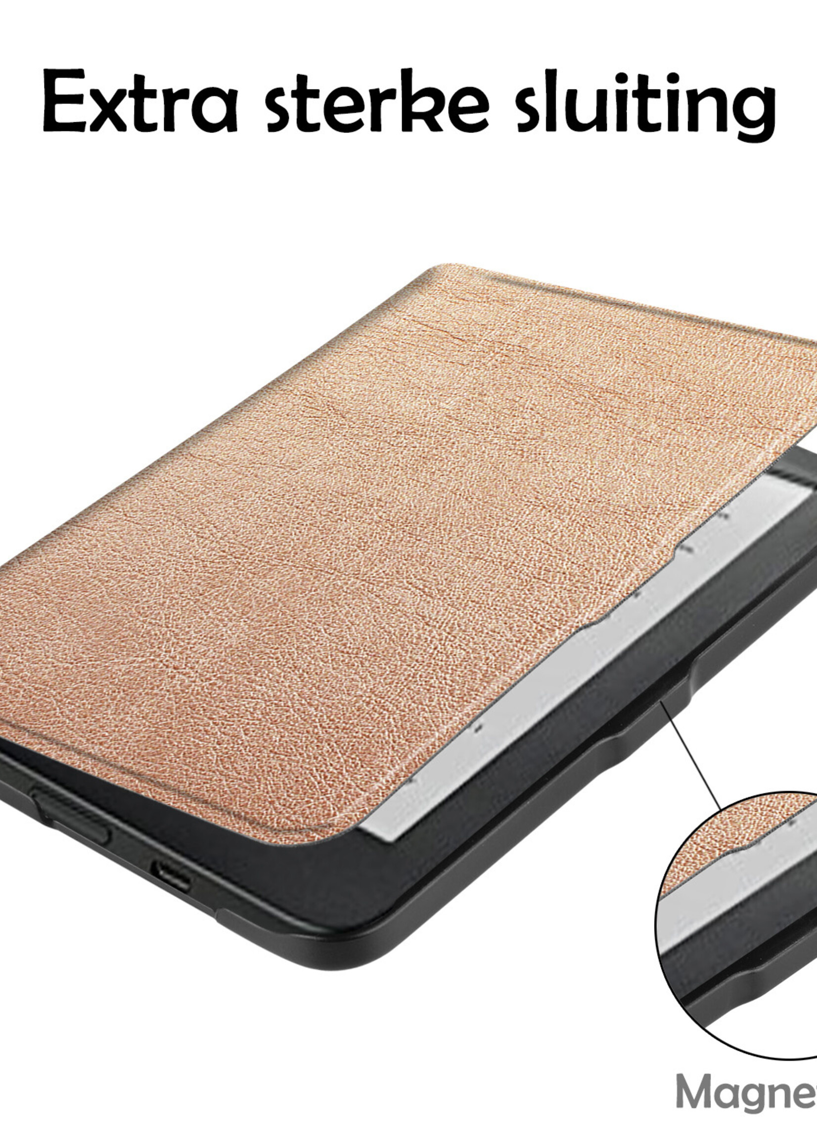 LUQ Hoesje Geschikt voor Kobo Clara HD Hoes Bescherm Hoesje Case Luxe Sleep Cover Met Screenprotector - Rosé Goud