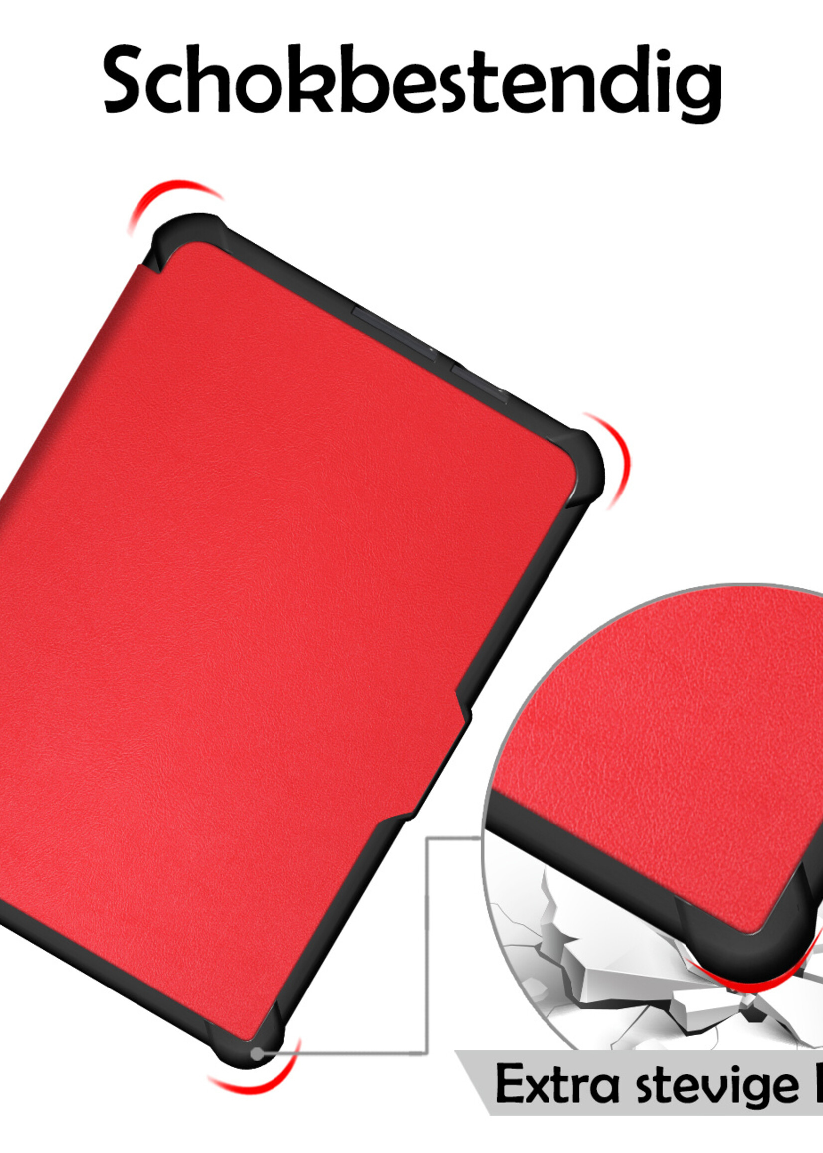 LUQ Hoesje Geschikt voor Kobo Clara HD Hoes Bescherm Hoesje Case Luxe Sleep Cover Met Screenprotector - Rood