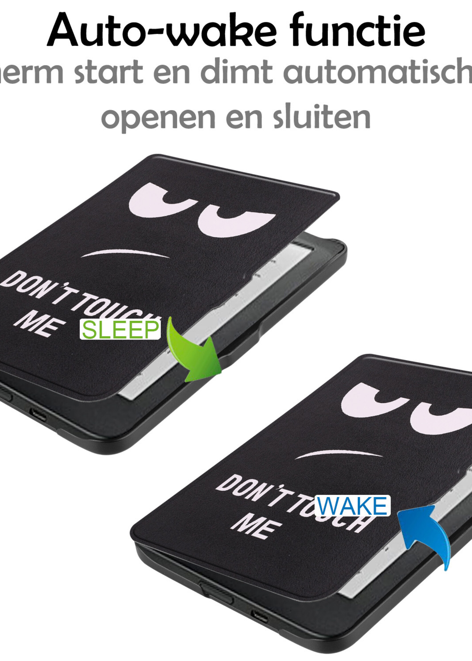 LUQ Hoesje Geschikt voor Kobo Clara HD Hoes Bescherm Hoesje Case Luxe Sleep Cover Met Screenprotector - Don't Touch Me