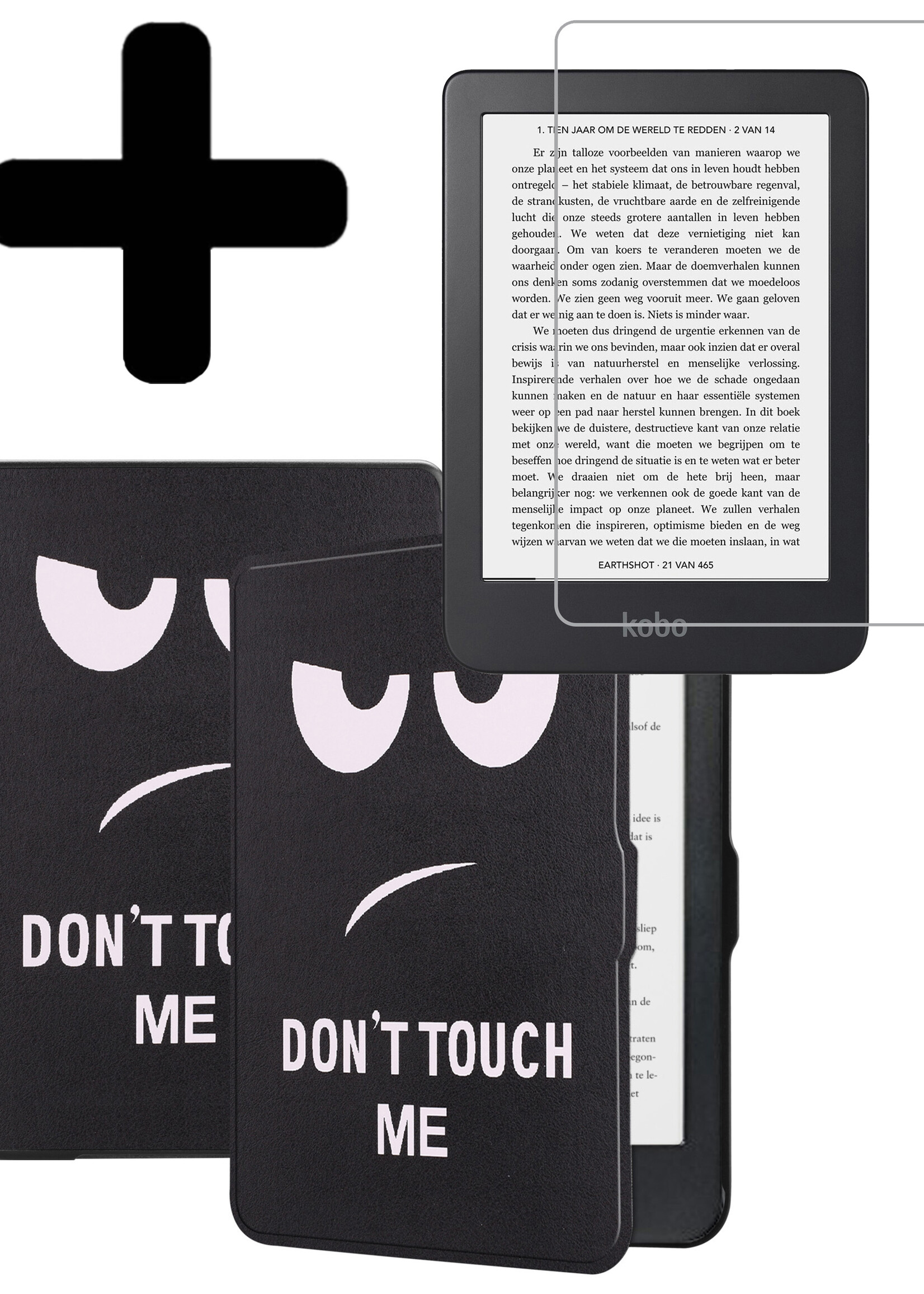 LUQ Hoesje Geschikt voor Kobo Clara HD Hoes Bescherm Hoesje Case Luxe Sleep Cover Met Screenprotector - Don't Touch Me