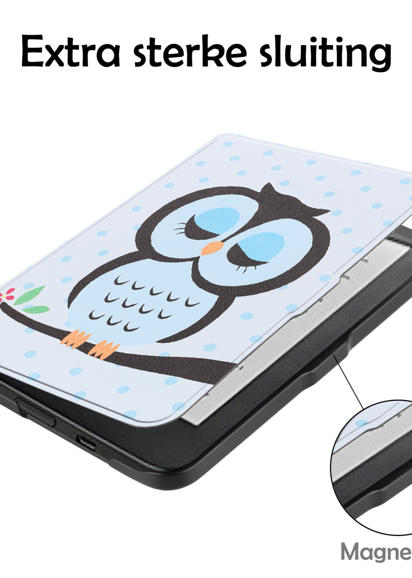 LUQ Hoesje Geschikt voor Kobo Clara HD Hoes Bescherm Hoesje Case Luxe Sleep Cover Met Screenprotector - Uil