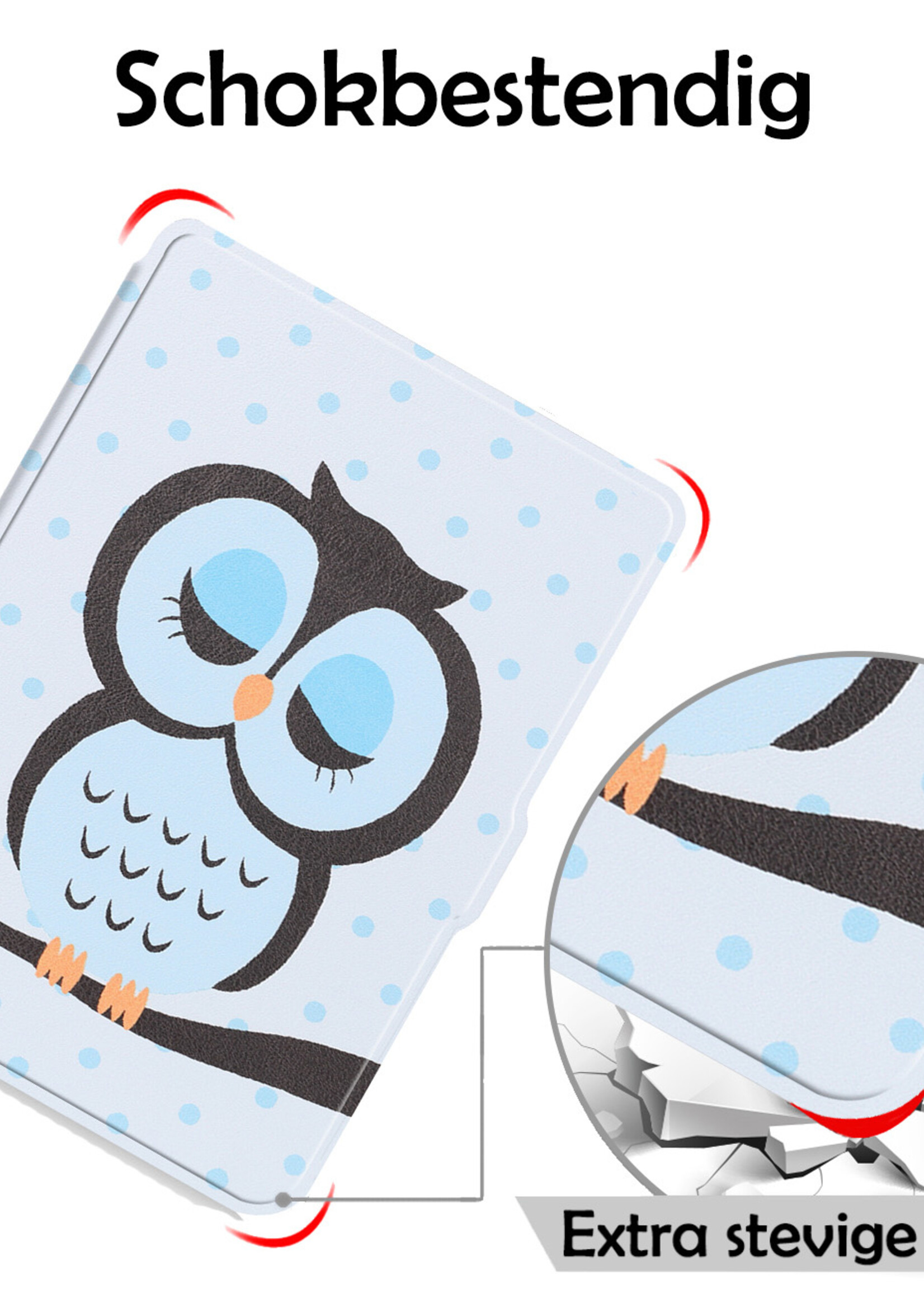LUQ Hoesje Geschikt voor Kobo Clara HD Hoes Bescherm Hoesje Case Luxe Sleep Cover Met Screenprotector - Uil