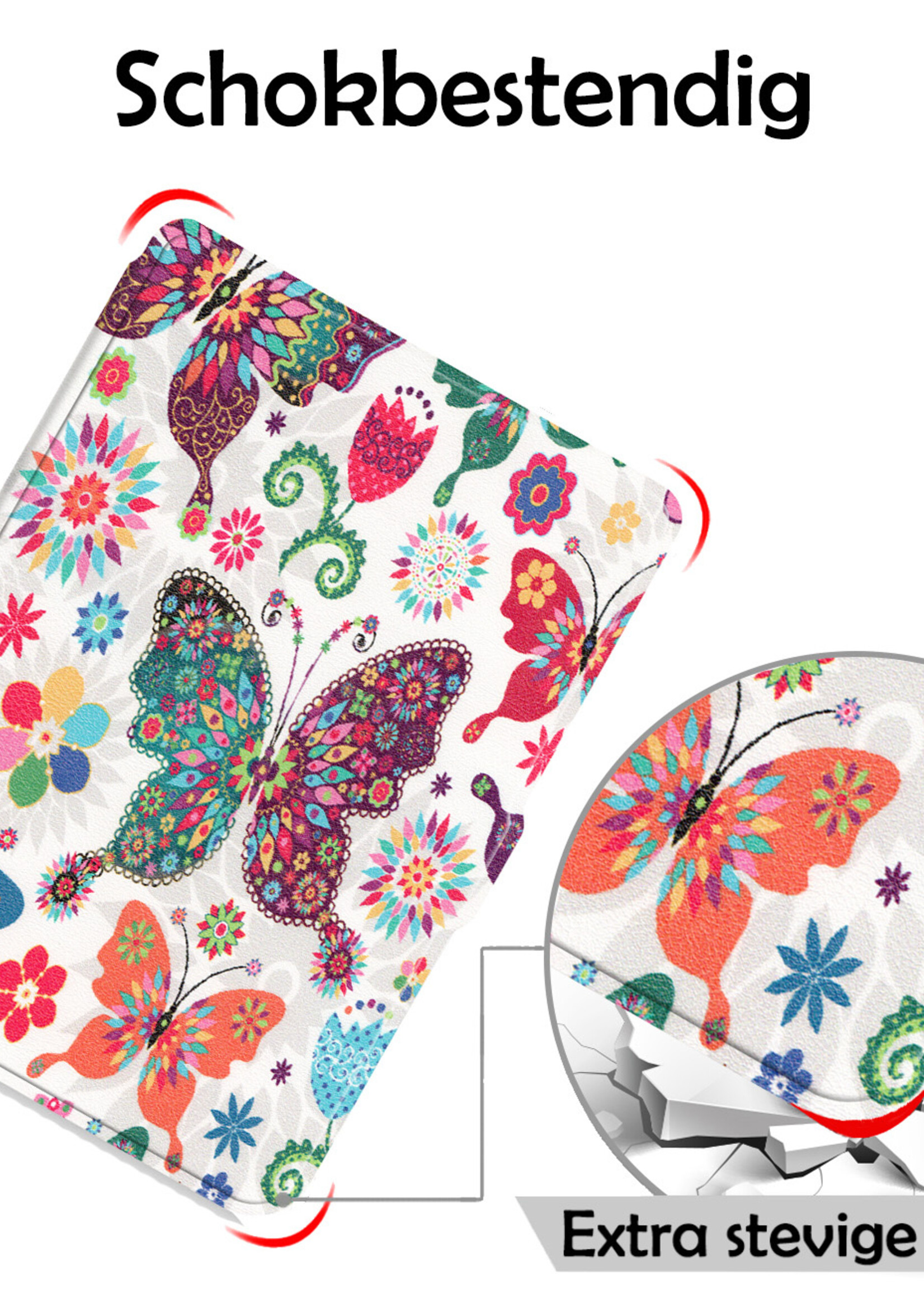 LUQ Hoesje Geschikt voor Kobo Clara HD Hoes Bescherm Hoesje Case Luxe Sleep Cover Met Screenprotector - Vlinders