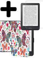 LUQ LUQ Kobo Clara HD Hoesje Met Screenprotector - Vlinders