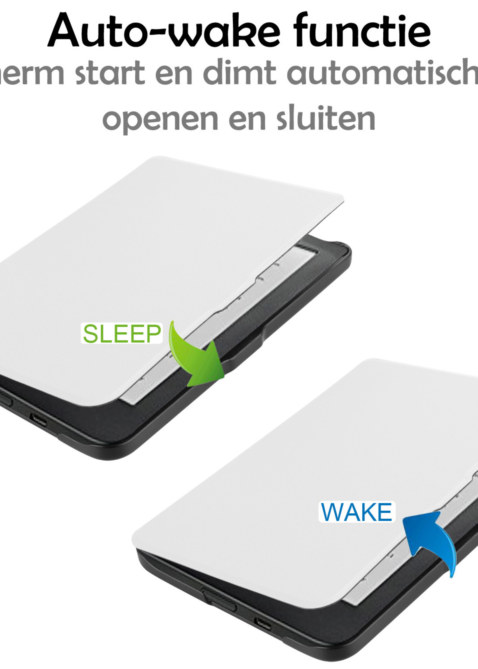 LUQ Hoesje Geschikt voor Kobo Clara HD Hoes Bescherm Hoesje Case Luxe Sleep Cover Met Screenprotector - Wit