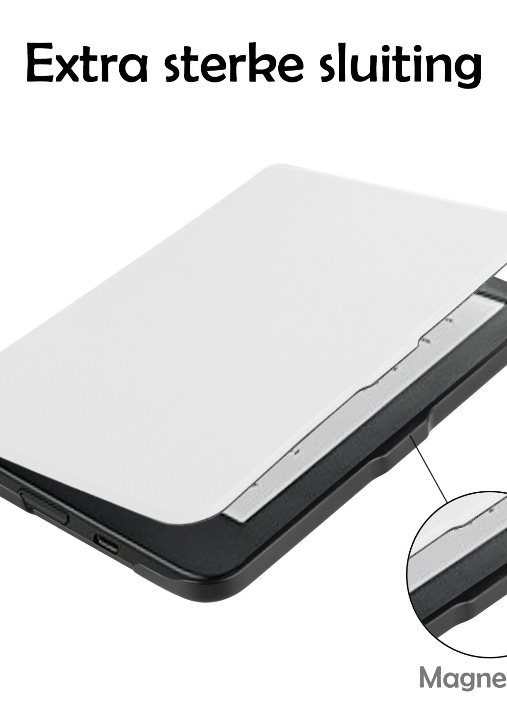 LUQ Hoesje Geschikt voor Kobo Clara HD Hoes Bescherm Hoesje Case Luxe Sleep Cover Met Screenprotector - Wit