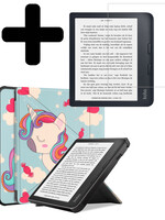 LUQ LUQ Kobo Libra 2 Hoesje Met Screenprotector - Eenhoorn
