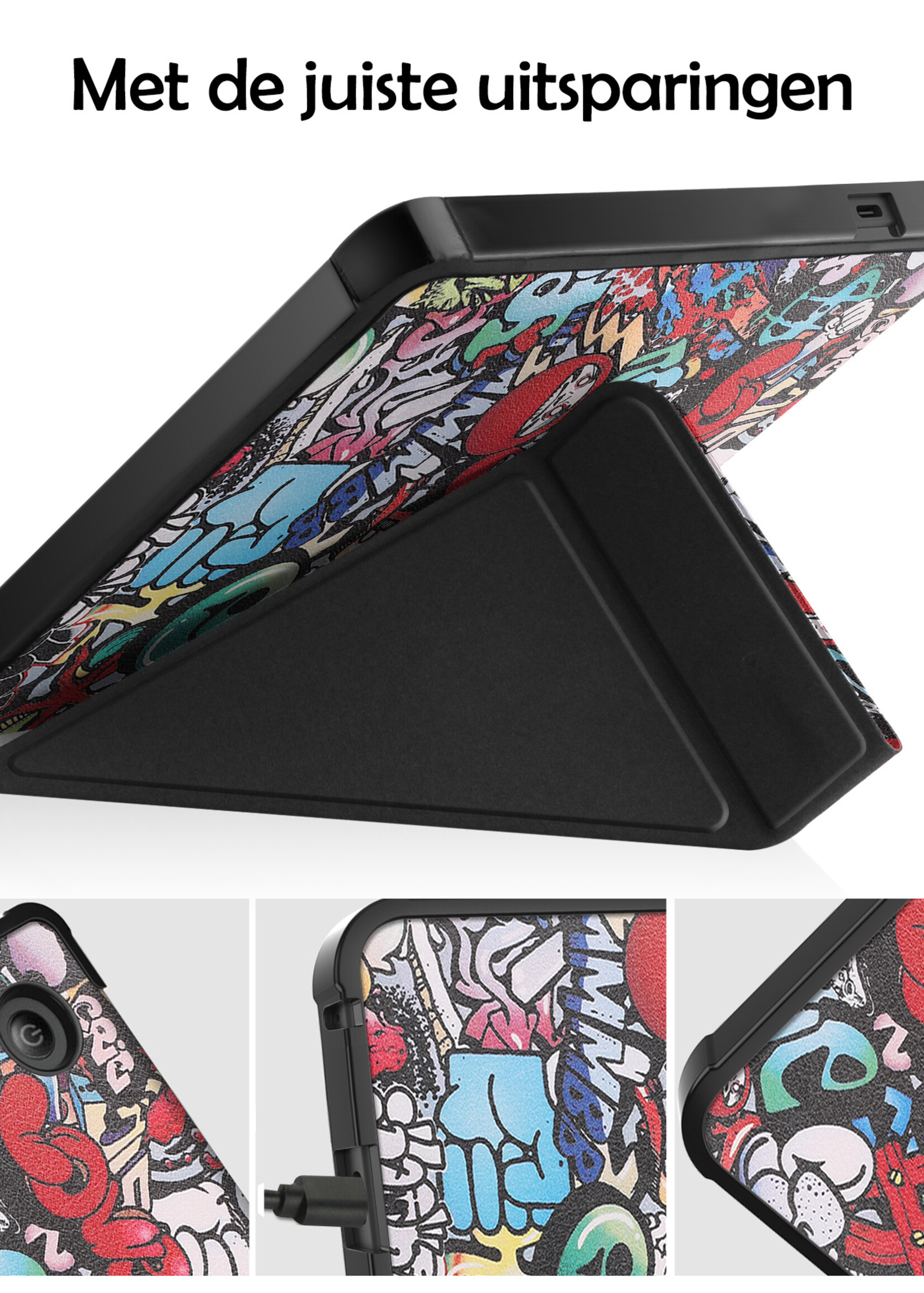 LUQ Hoesje Geschikt voor Kobo Libra 2 Hoes Bescherm Hoesje Case Luxe Sleep Cover Met Screenprotector - Graffity