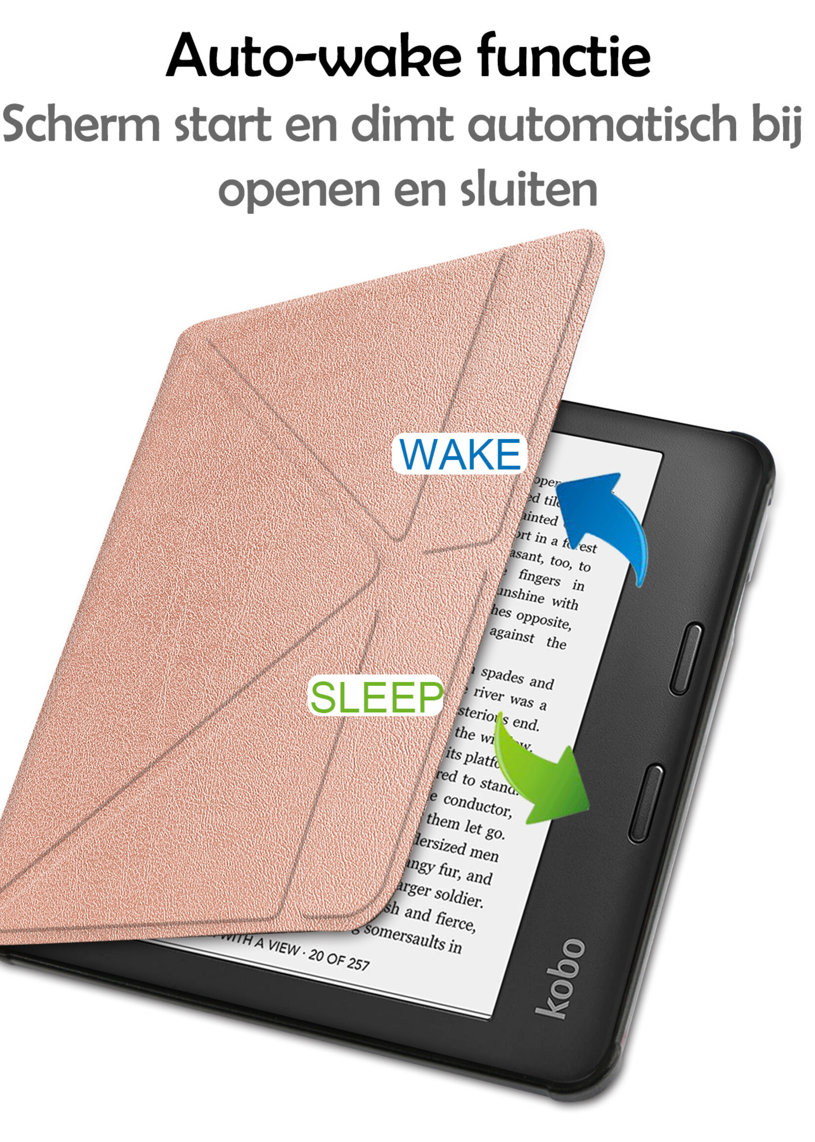 LUQ Hoesje Geschikt voor Kobo Libra 2 Hoes Bescherm Hoesje Case Luxe Sleep Cover Met Screenprotector - Rosé Goud