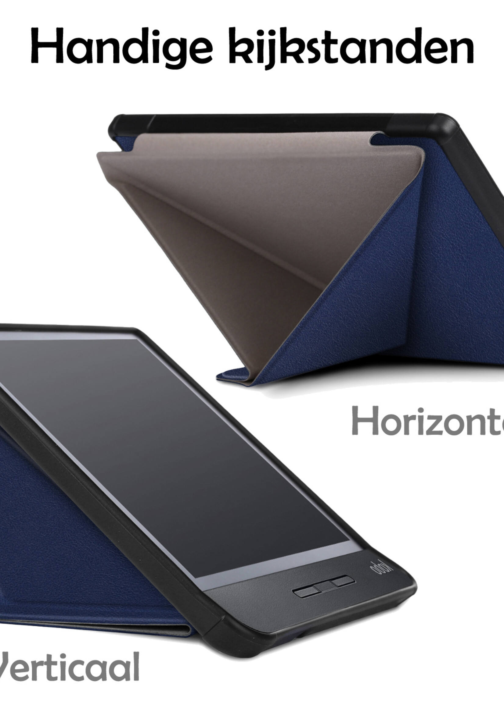 LUQ Hoesje Geschikt voor Kobo Libra H2O Hoes Bescherm Hoesje Case Luxe Sleep Cover Met Screenprotector - Donkerblauw