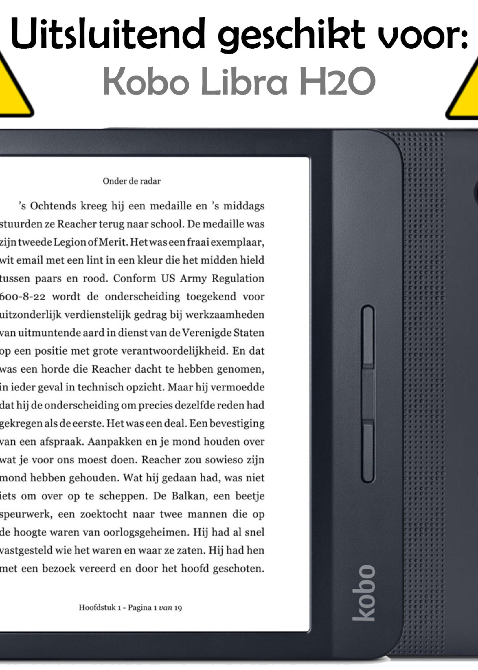 LUQ Hoesje Geschikt voor Kobo Libra H2O Hoes Bescherm Hoesje Case Luxe Sleep Cover Met Screenprotector - Donkerblauw