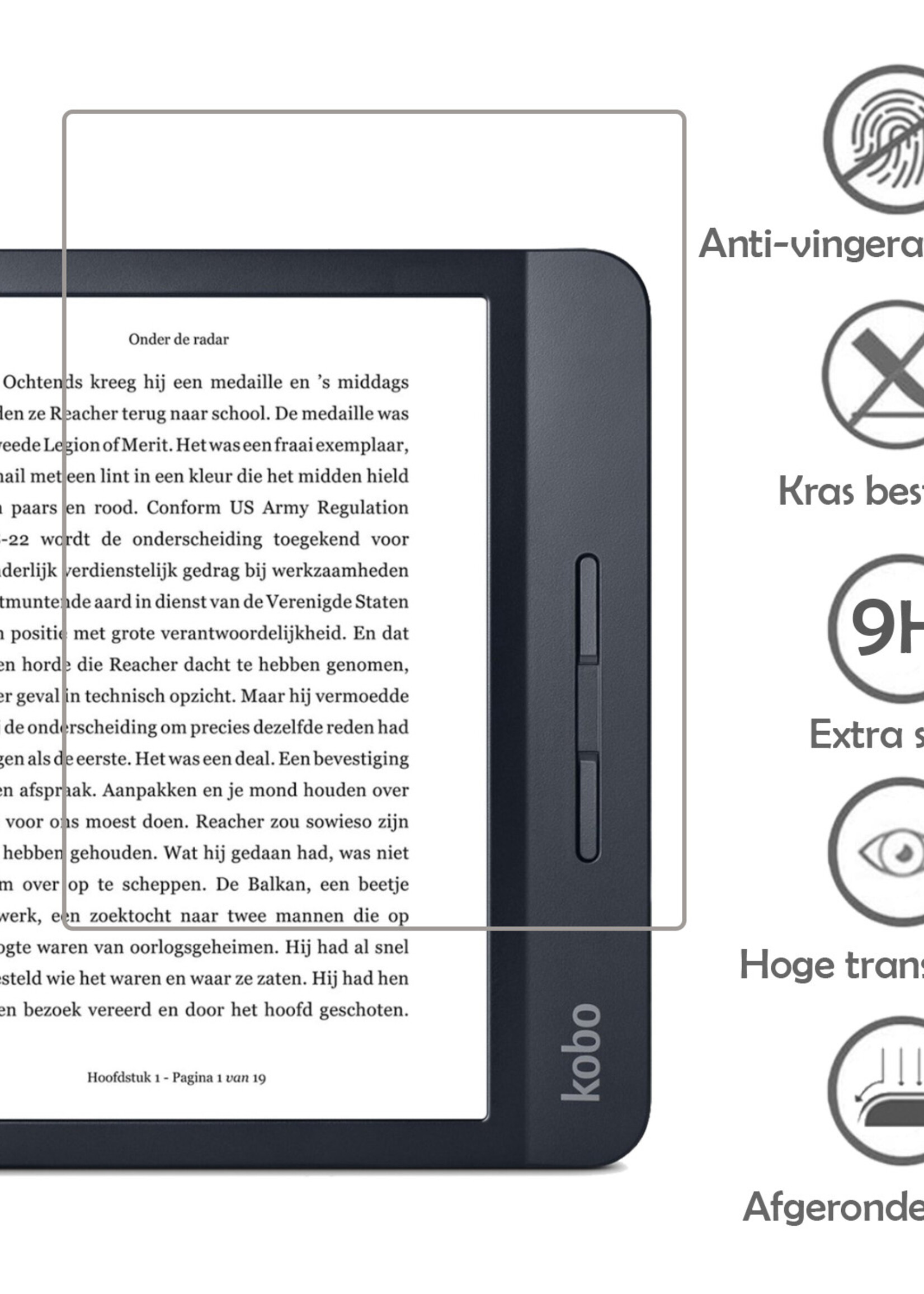 LUQ Hoesje Geschikt voor Kobo Libra H2O Hoes Bescherm Hoesje Case Luxe Sleep Cover Met Screenprotector - Zwart