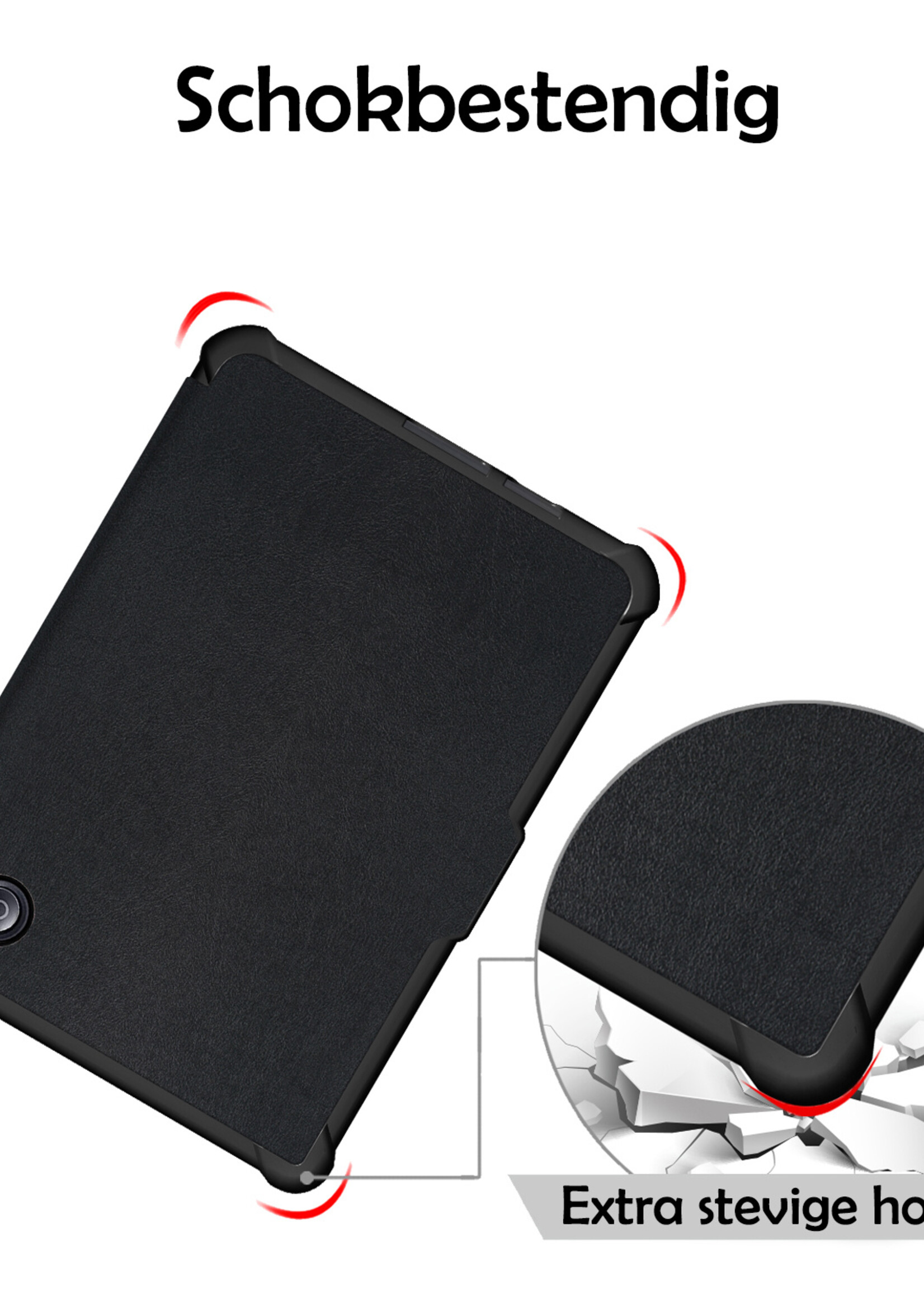 LUQ Hoesje Geschikt voor Kobo Libra H2O Hoes Bescherm Hoesje Case Luxe Sleep Cover Met Screenprotector - Zwart