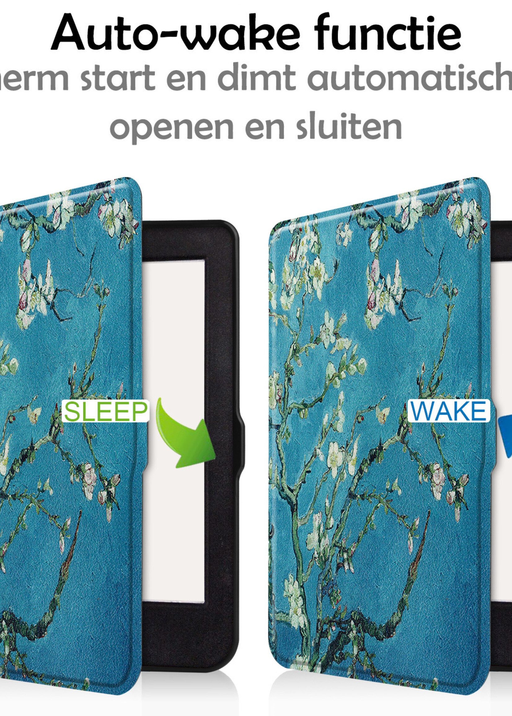 LUQ Hoesje Geschikt voor Kobo Nia Hoes Bescherm Hoesje Case Luxe Sleep Cover Met Screenprotector - Bloesem