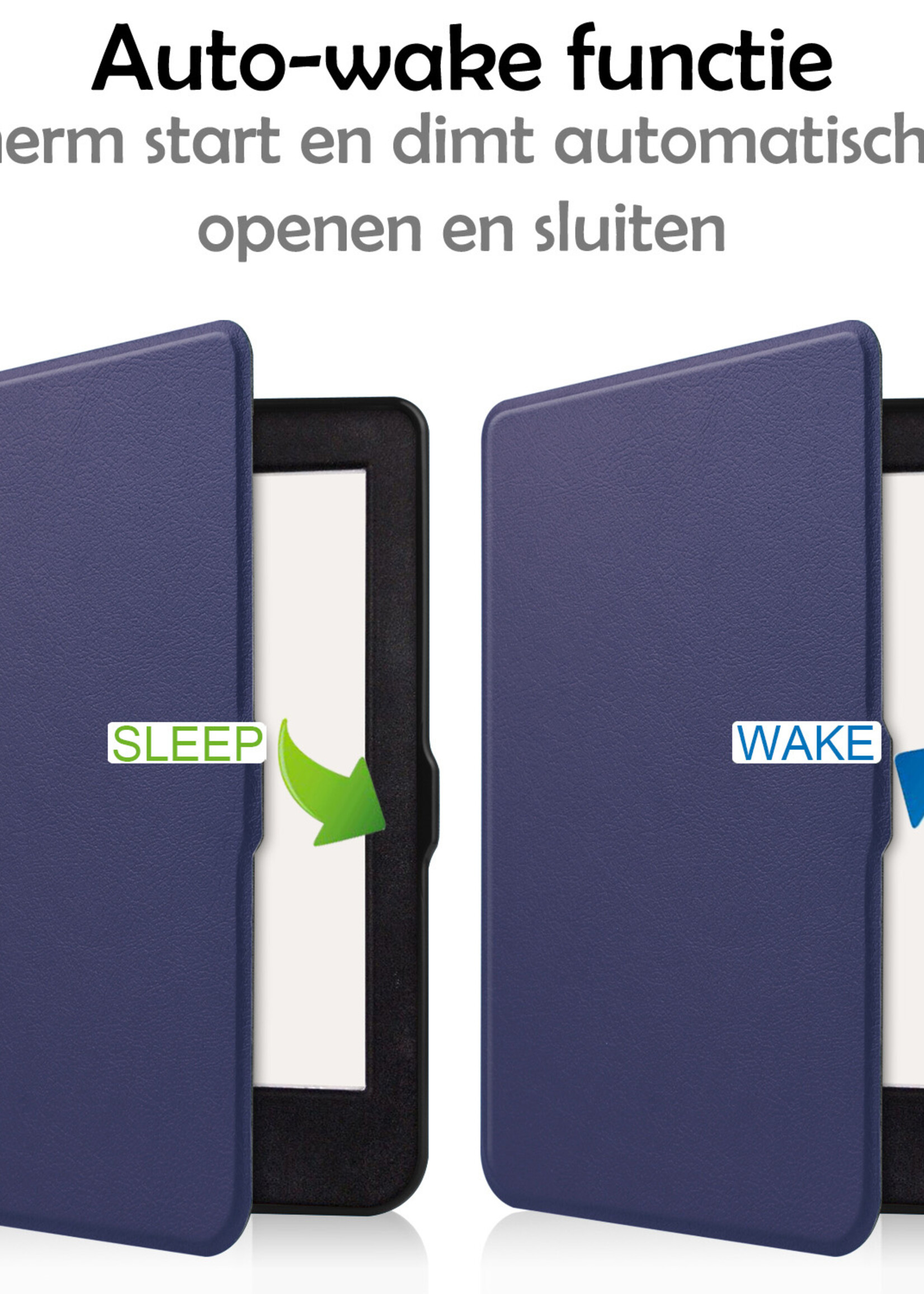 LUQ Hoesje Geschikt voor Kobo Nia Hoes Bescherm Hoesje Case Luxe Sleep Cover Met Screenprotector - Donkerblauw