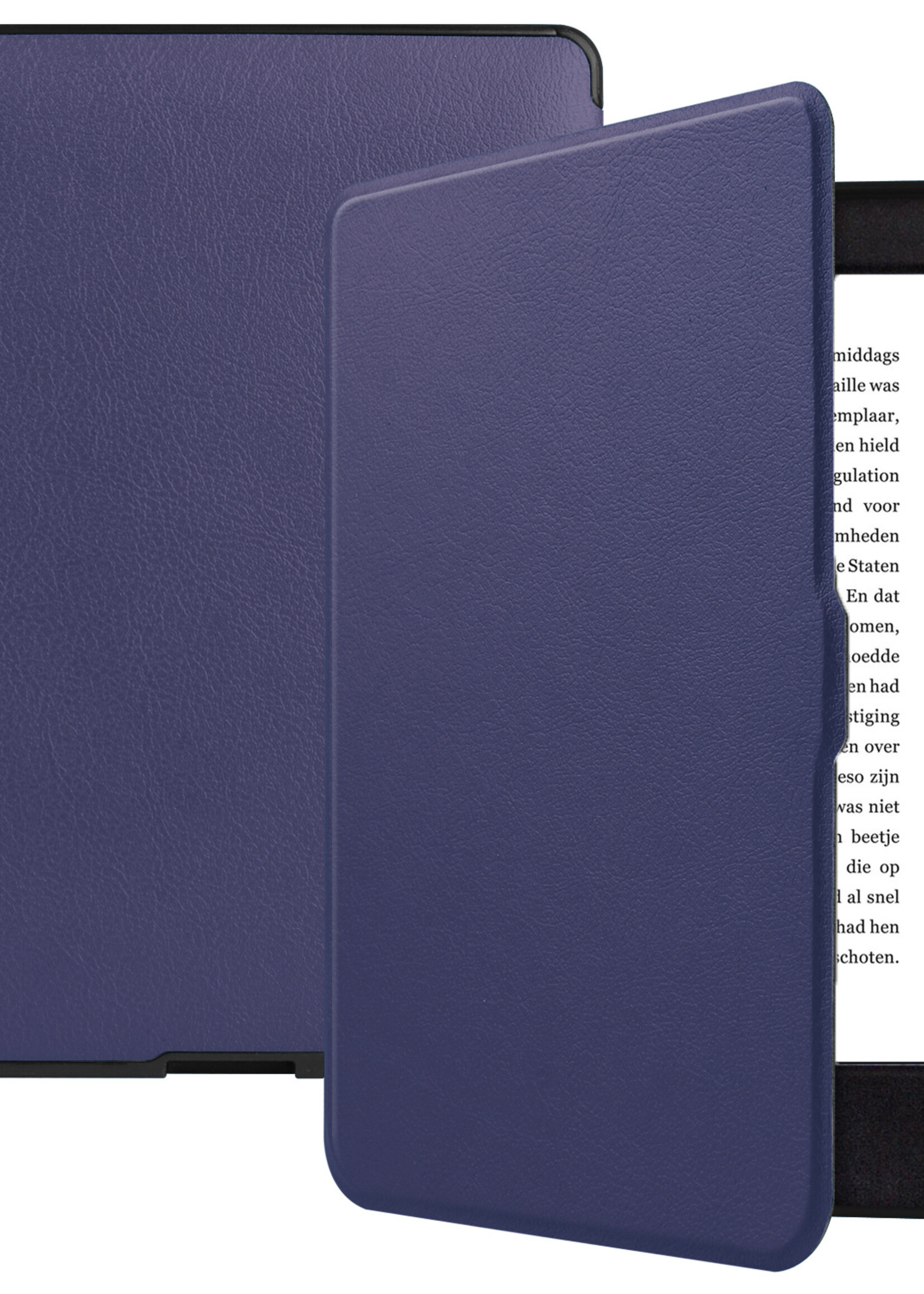 LUQ Hoesje Geschikt voor Kobo Nia Hoes Bescherm Hoesje Case Luxe Sleep Cover Met Screenprotector - Donkerblauw