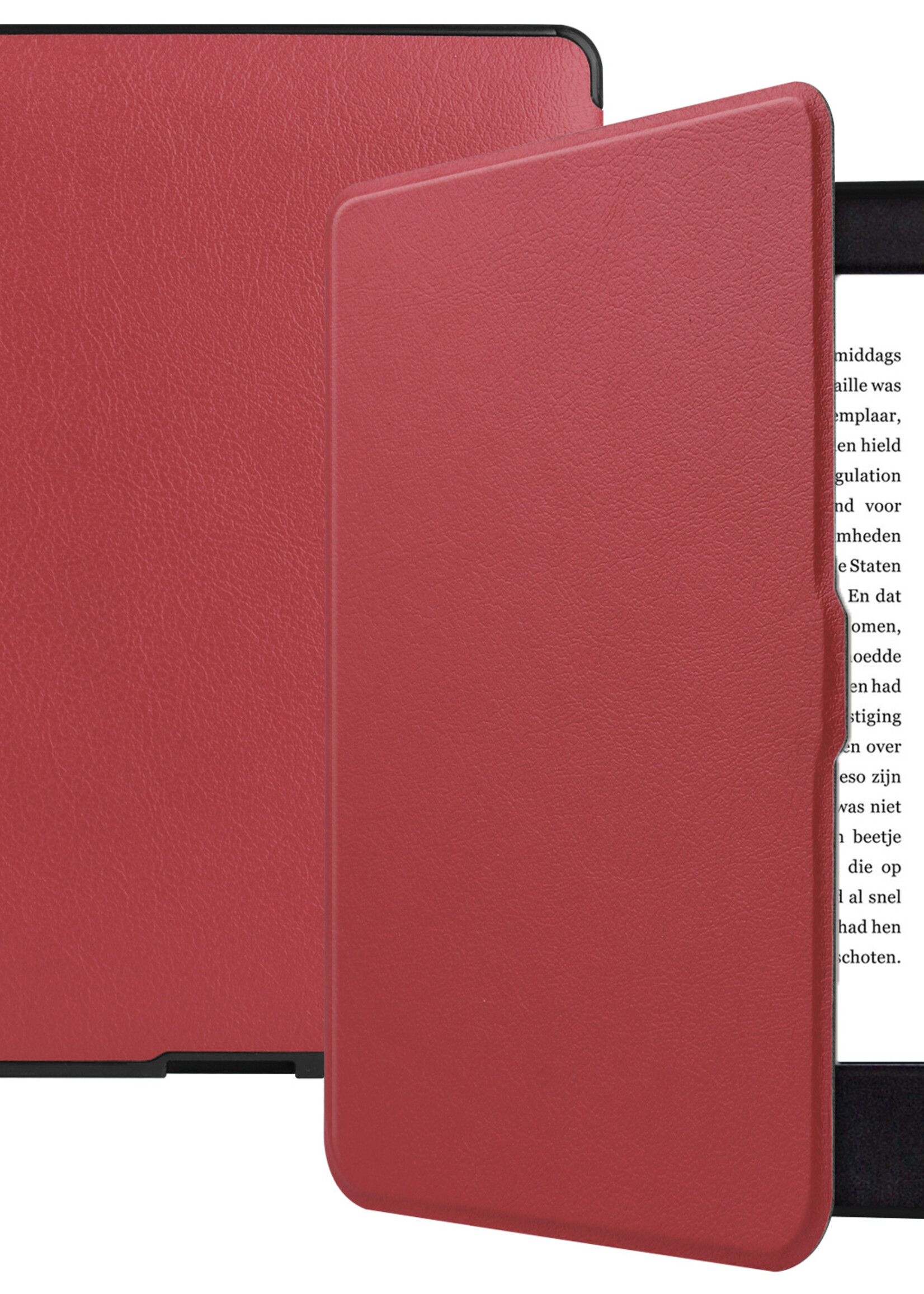 LUQ Hoesje Geschikt voor Kobo Nia Hoes Bescherm Hoesje Case Luxe Sleep Cover Met Screenprotector - Donkerrood
