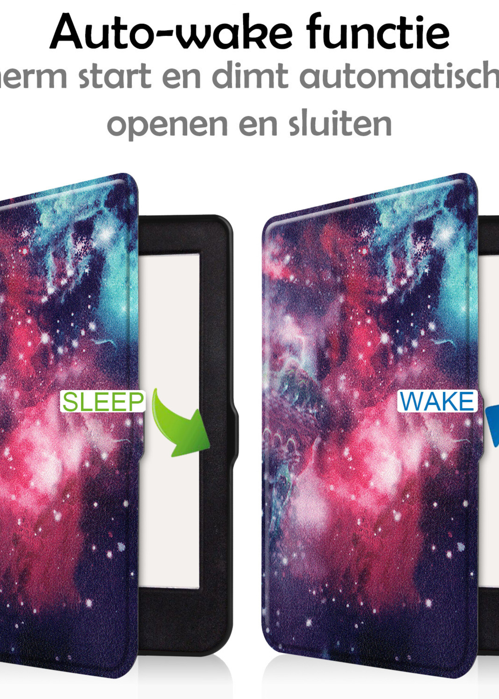 LUQ Hoesje Geschikt voor Kobo Nia Hoes Bescherm Hoesje Case Luxe Sleep Cover Met Screenprotector - Galaxy