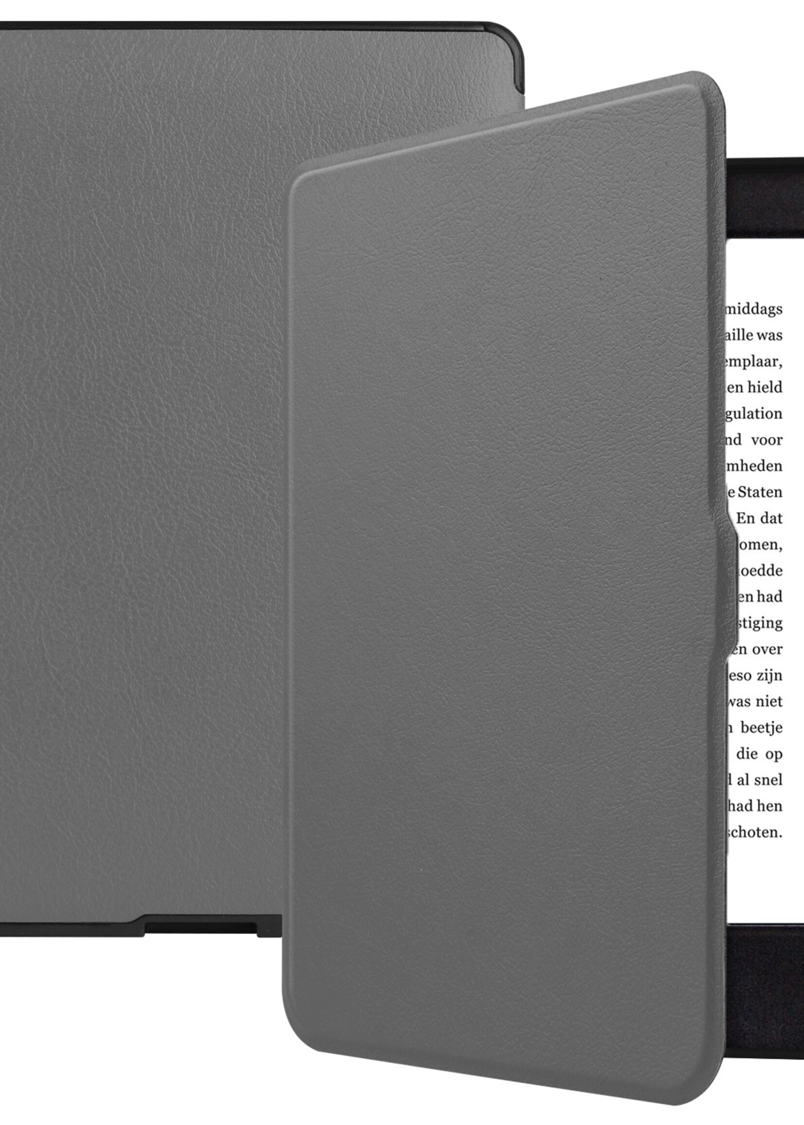 LUQ Hoesje Geschikt voor Kobo Nia Hoes Bescherm Hoesje Case Luxe Sleep Cover Met Screenprotector - Grijs