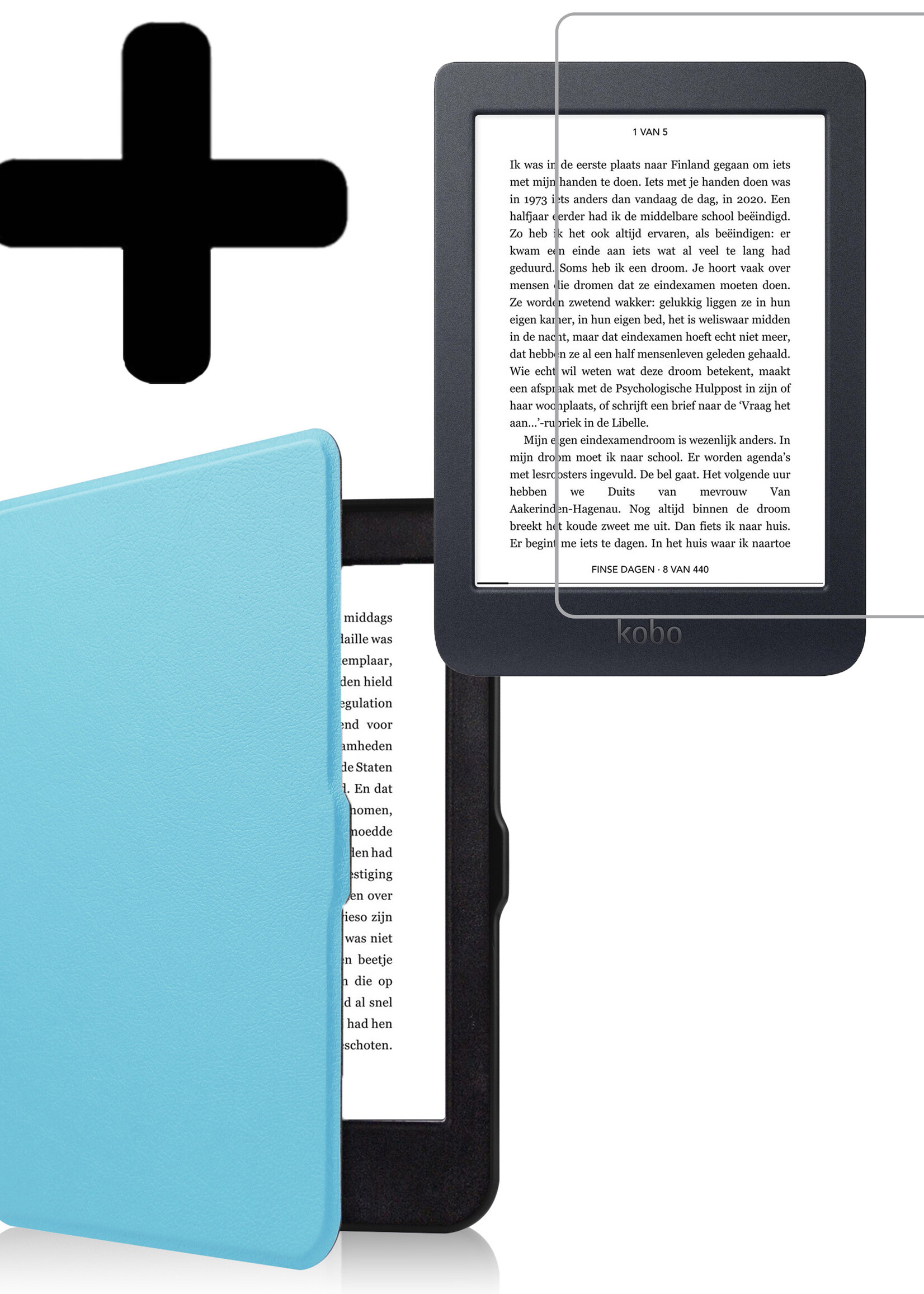 LUQ Hoesje Geschikt voor Kobo Nia Hoes Bescherm Hoesje Case Luxe Sleep Cover Met Screenprotector - Lichtblauw