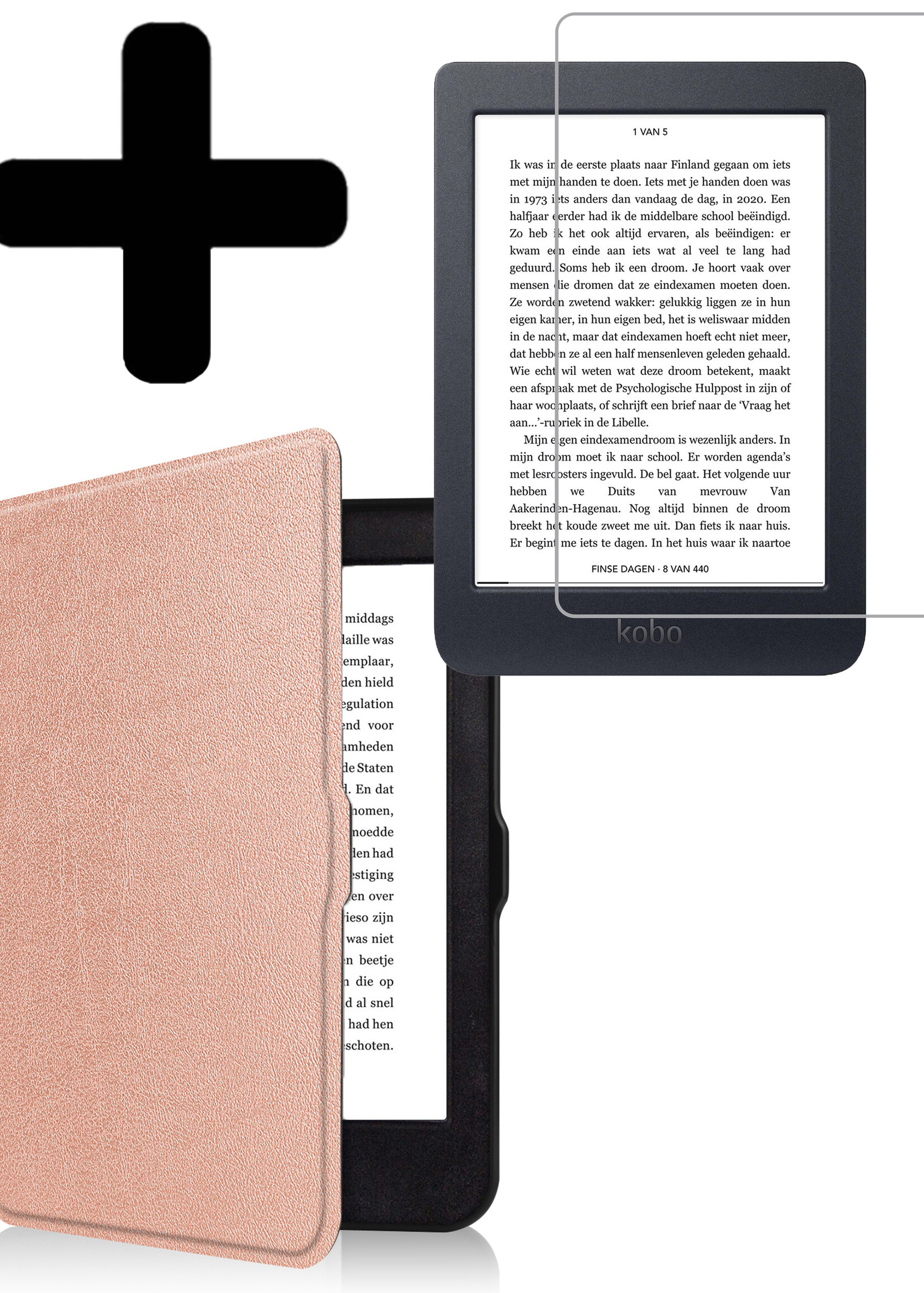 LUQ Hoesje Geschikt voor Kobo Nia Hoes Bescherm Hoesje Case Luxe Sleep Cover Met Screenprotector - Rosé Goud