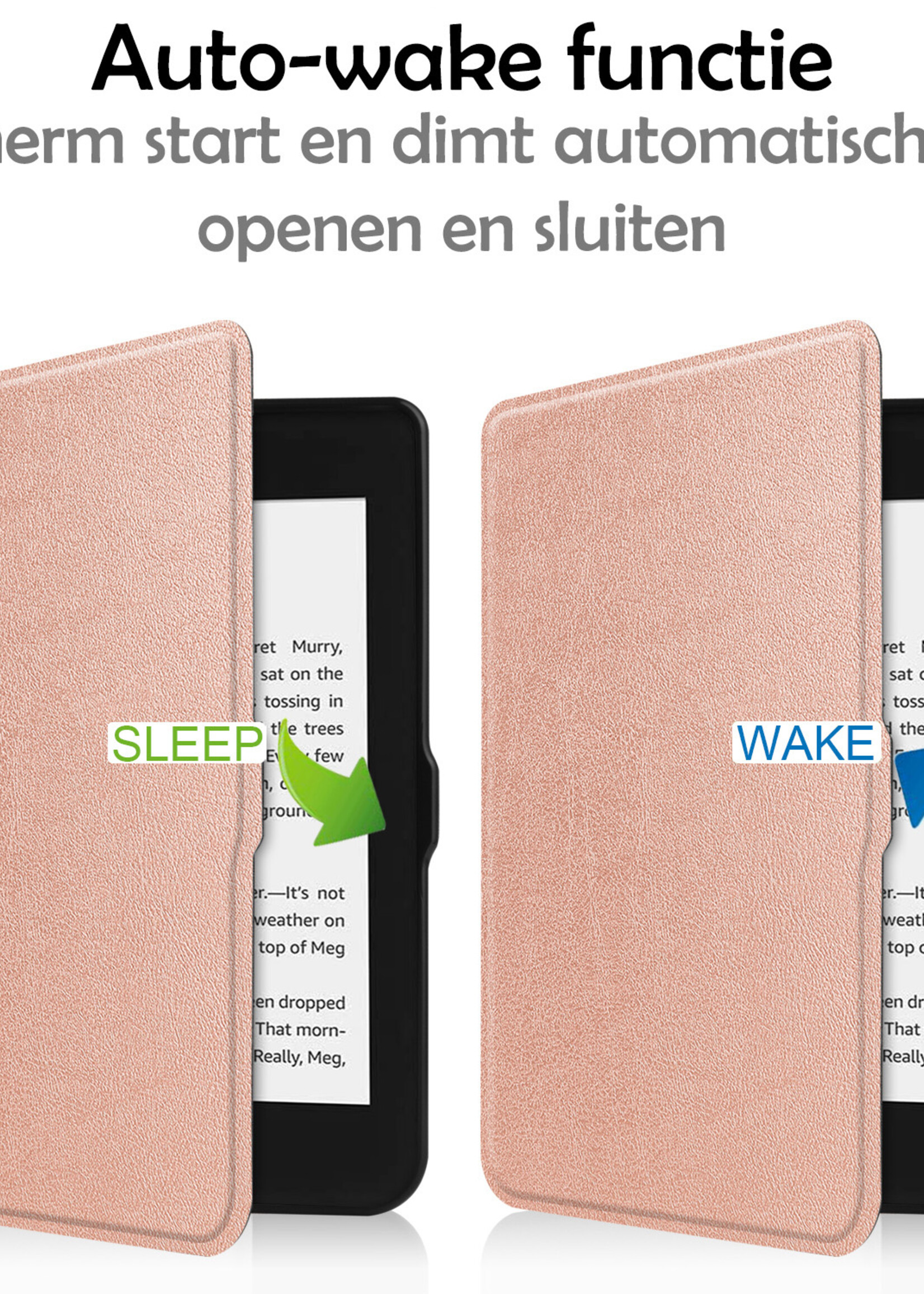 LUQ Hoesje Geschikt voor Kobo Nia Hoes Bescherm Hoesje Case Luxe Sleep Cover Met Screenprotector - Rosé Goud