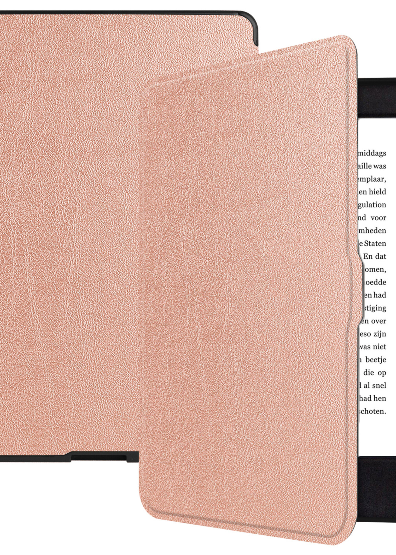 LUQ Hoesje Geschikt voor Kobo Nia Hoes Bescherm Hoesje Case Luxe Sleep Cover Met Screenprotector - Rosé Goud