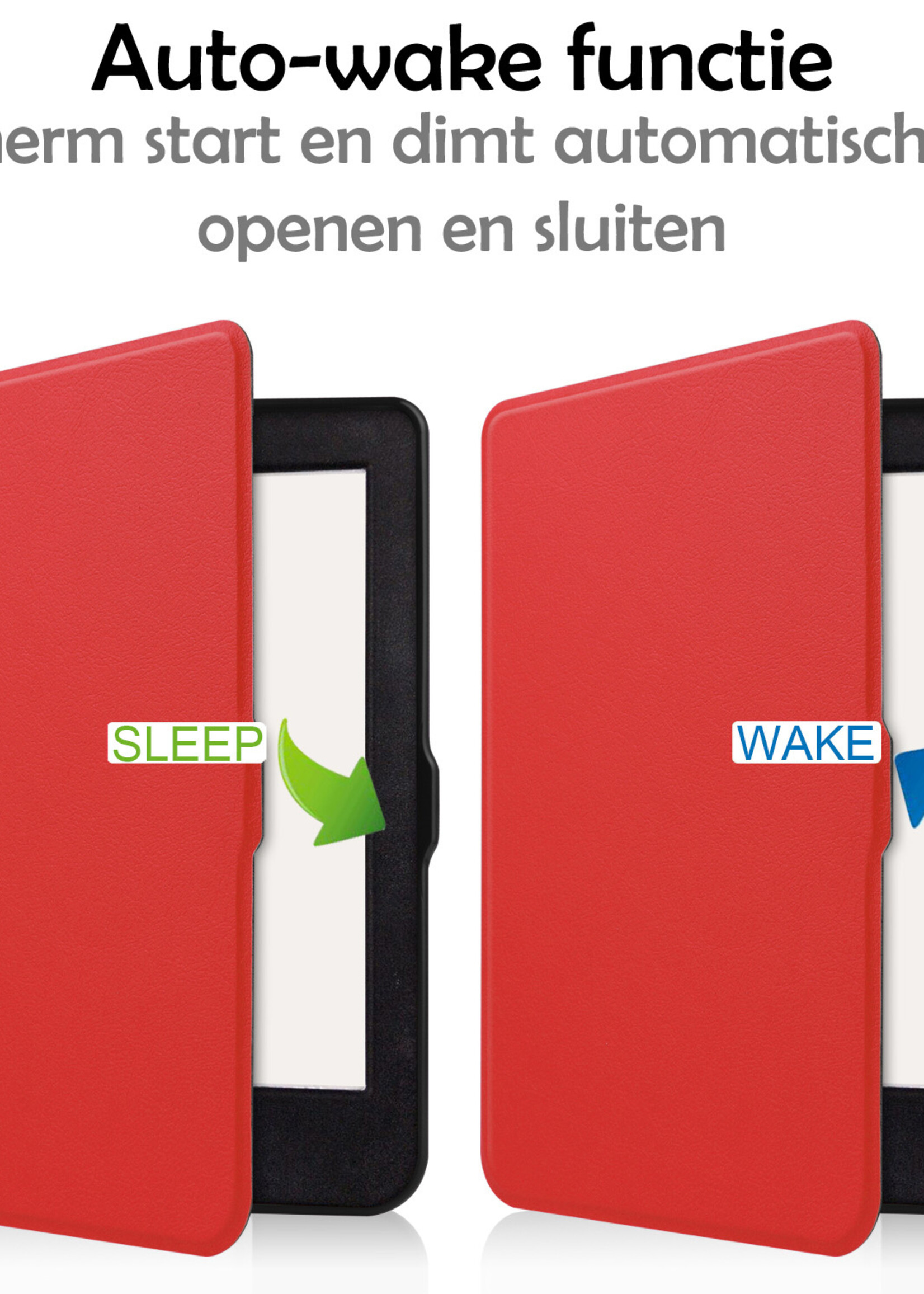 LUQ Hoesje Geschikt voor Kobo Nia Hoes Bescherm Hoesje Case Luxe Sleep Cover Met Screenprotector - Rood