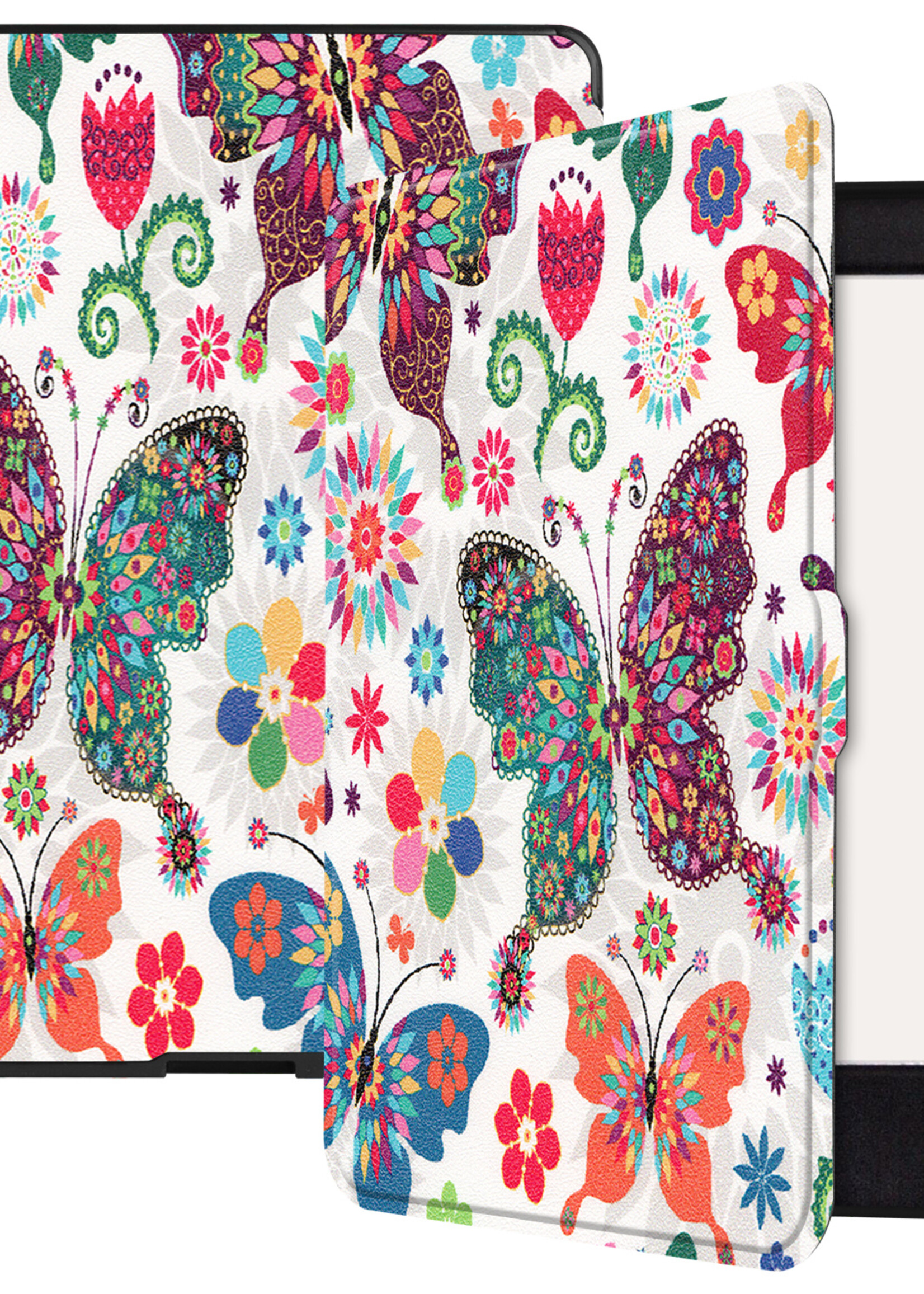 LUQ Hoesje Geschikt voor Kobo Nia Hoes Bescherm Hoesje Case Luxe Sleep Cover Met Screenprotector - Vlinders