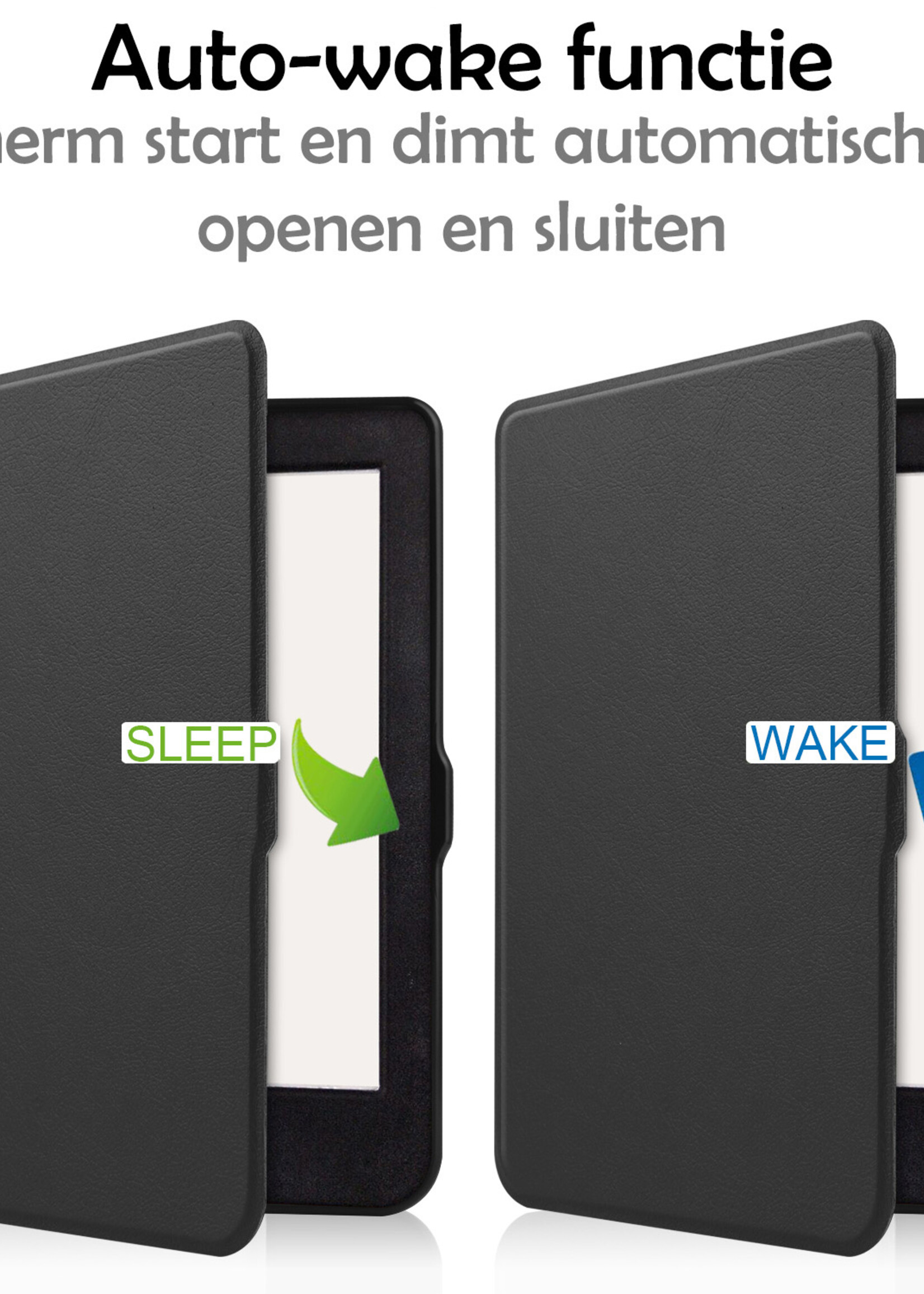LUQ Hoesje Geschikt voor Kobo Nia Hoes Bescherm Hoesje Case Luxe Sleep Cover Met Screenprotector - Zwart