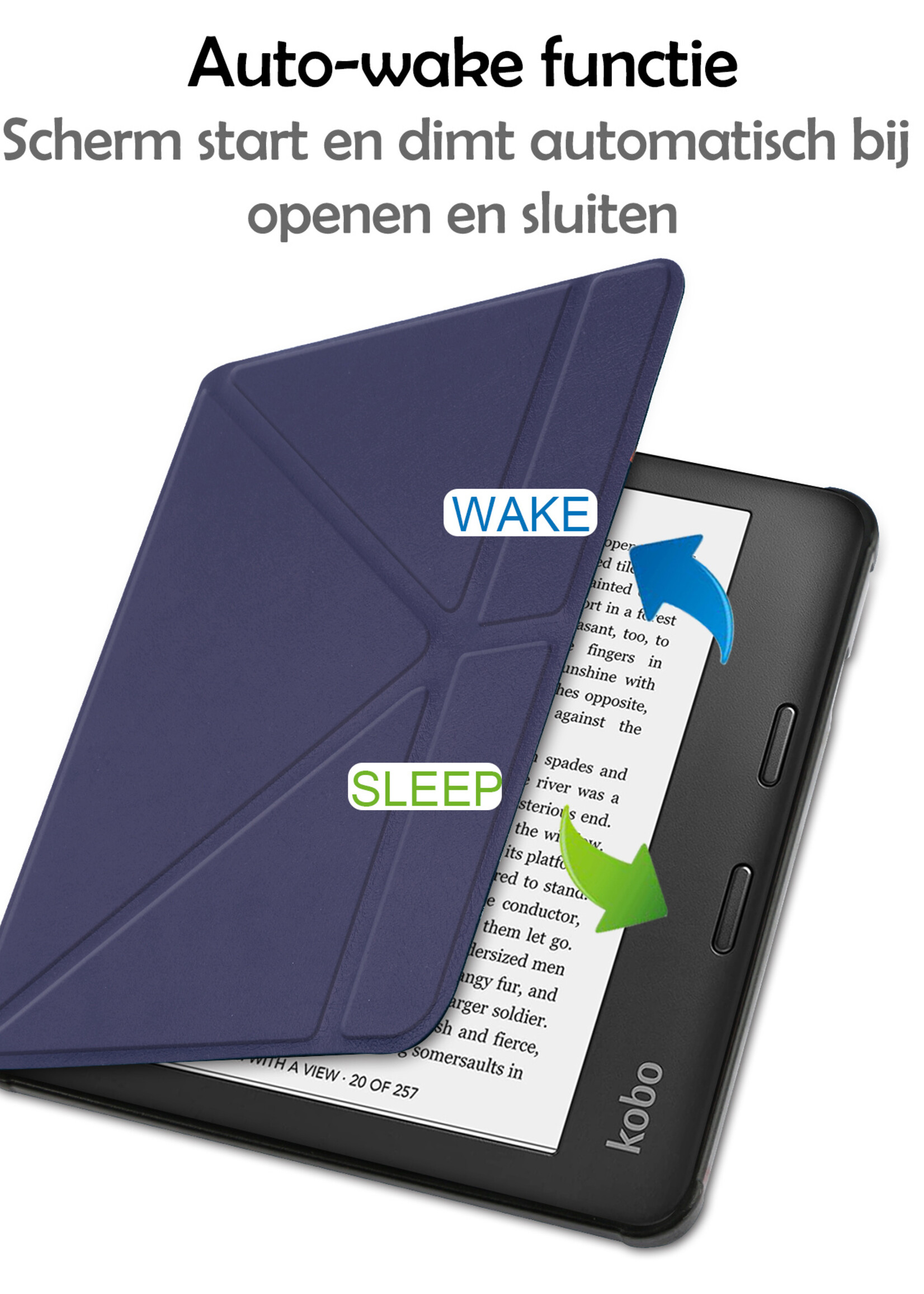 LUQ Hoesje Geschikt voor Kobo Sage Hoes Bescherm Hoesje Case Luxe Sleep Cover Met Screenprotector - Donkerblauw