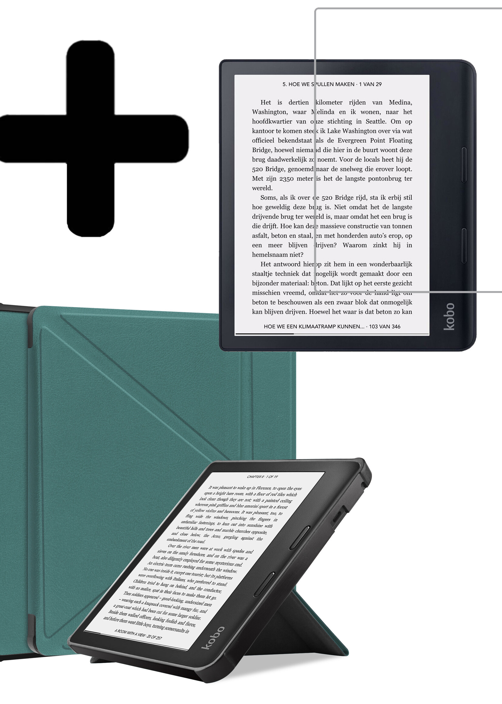 LUQ Hoesje Geschikt voor Kobo Sage Hoes Bescherm Hoesje Case Luxe Sleep Cover Met Screenprotector - Donkergroen