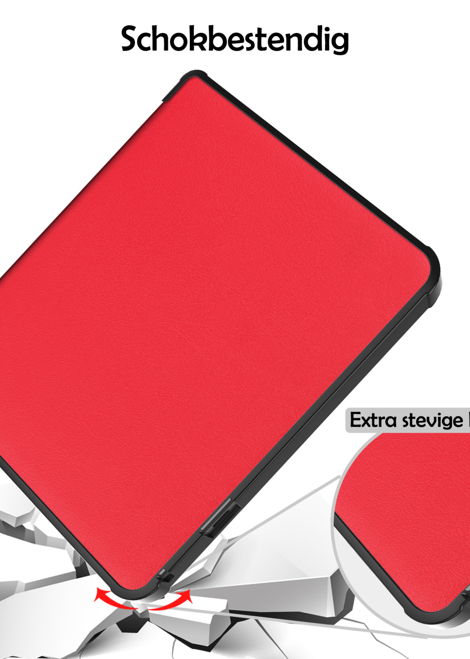 LUQ Hoesje Geschikt voor Kobo Sage Hoes Bescherm Hoesje Case Luxe Sleep Cover Met Screenprotector - Rood