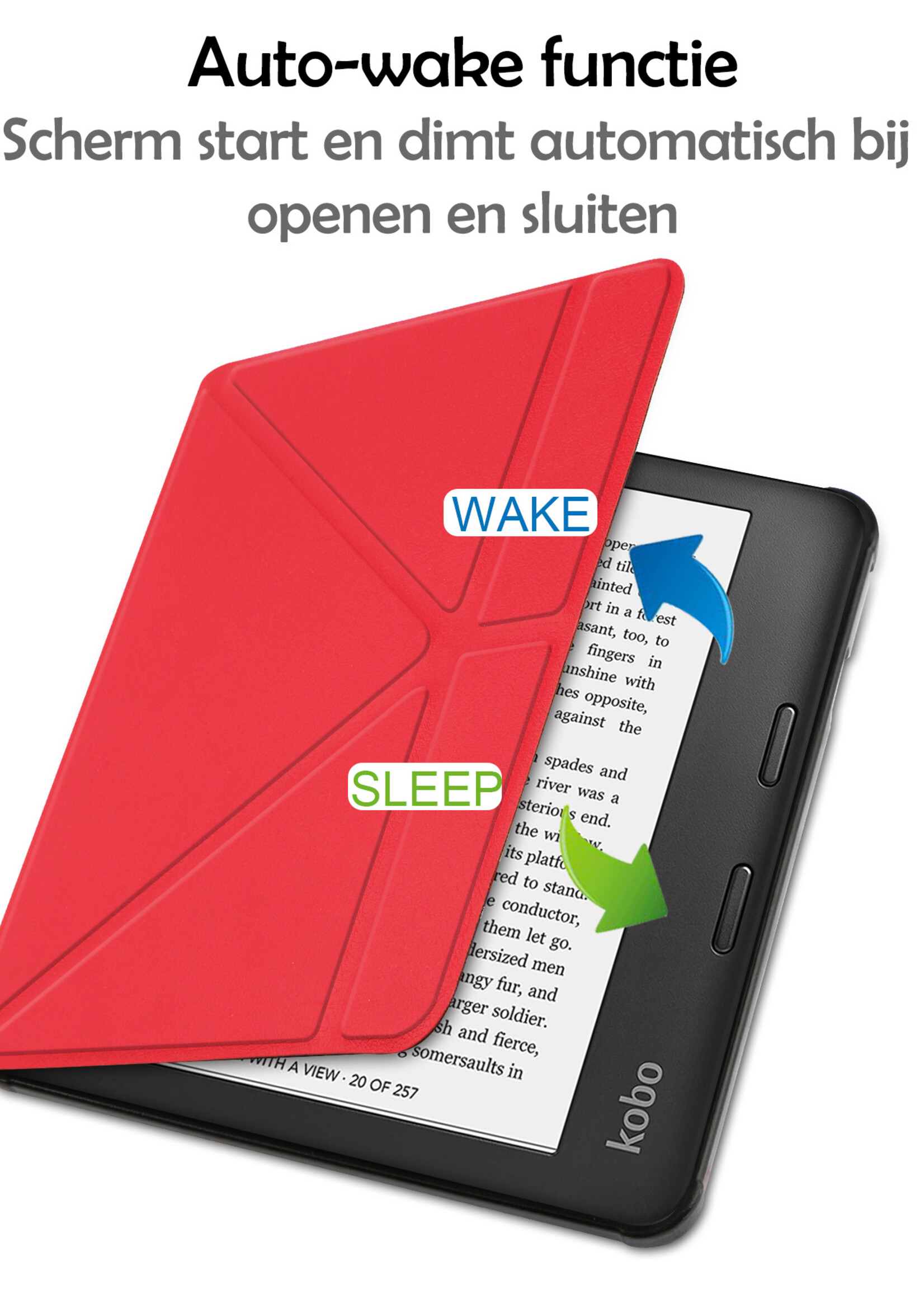 LUQ Hoesje Geschikt voor Kobo Sage Hoes Bescherm Hoesje Case Luxe Sleep Cover Met Screenprotector - Rood