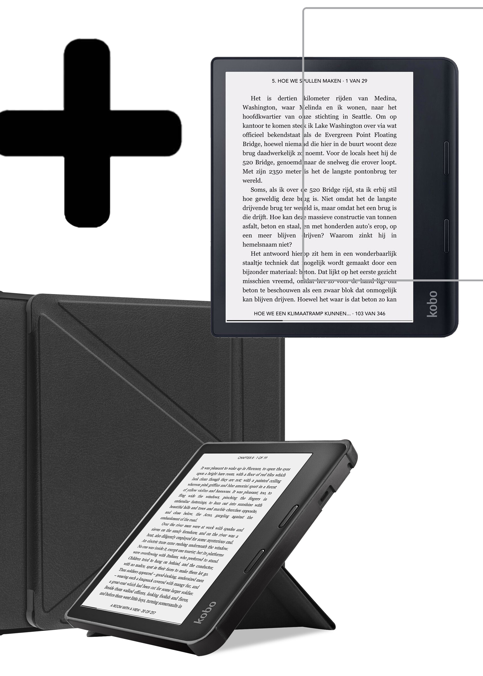 LUQ Hoesje Geschikt voor Kobo Sage Hoes Bescherm Hoesje Case Luxe Sleep Cover Met Screenprotector - Zwart