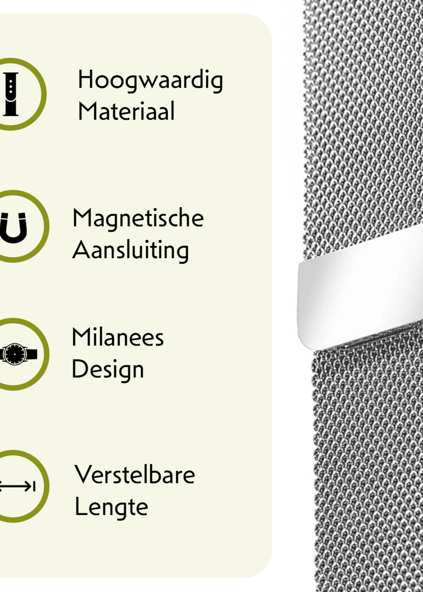 LUQ Bandje Geschikt voor Samsung Watch 4 Bandje Milanees - Horlogebandje Geschikt voor Samsung Galaxy Watch 4 Milanese Horlogeband Met Magneetsluiting - Zilver