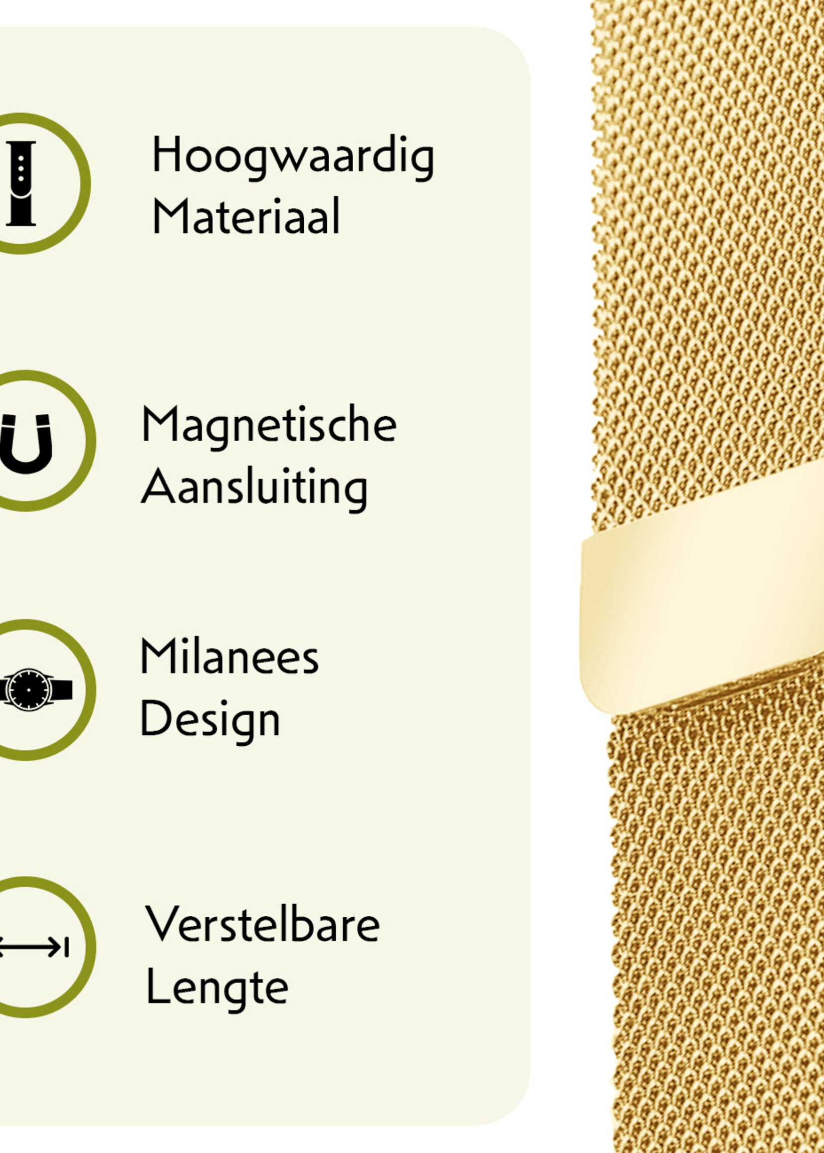 LUQ Bandje Geschikt voor Samsung Watch 5 Bandje Milanees - Horlogebandje Geschikt voor Samsung Galaxy Watch 5 Milanese Horlogeband Met Magneetsluiting - Goud